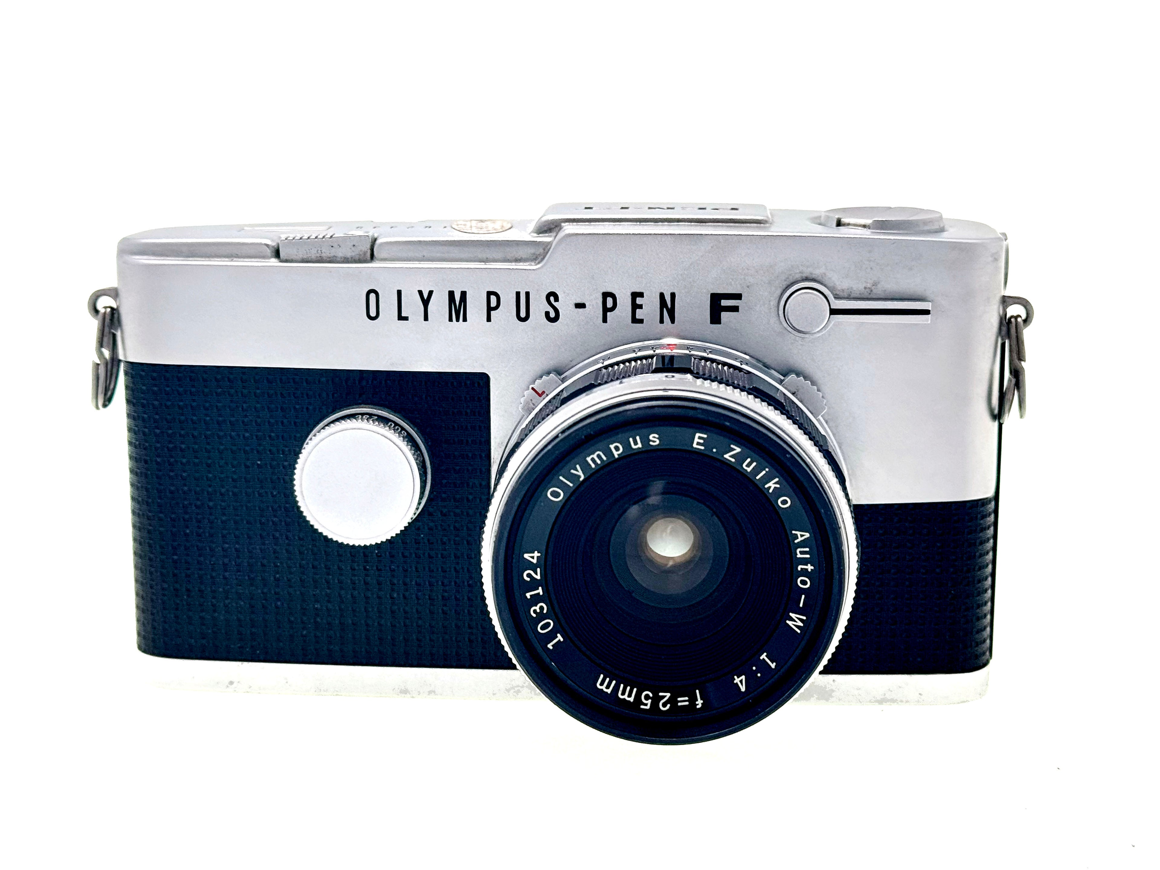 Vintage Chrome Olympus Pen FT Half-Frame Film Camera (Exc) with Zuiko 25mm F4 Lens (Exc)