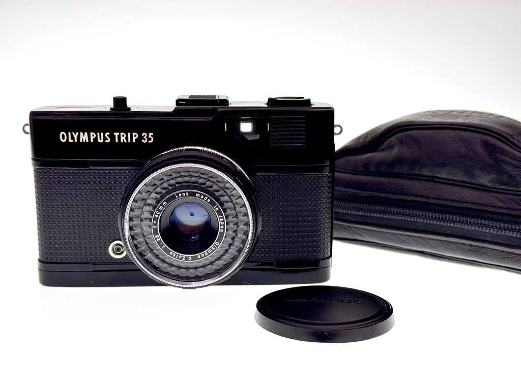 Vintage Olympus Rare All Black Trip 35 with Leather case (Exc)