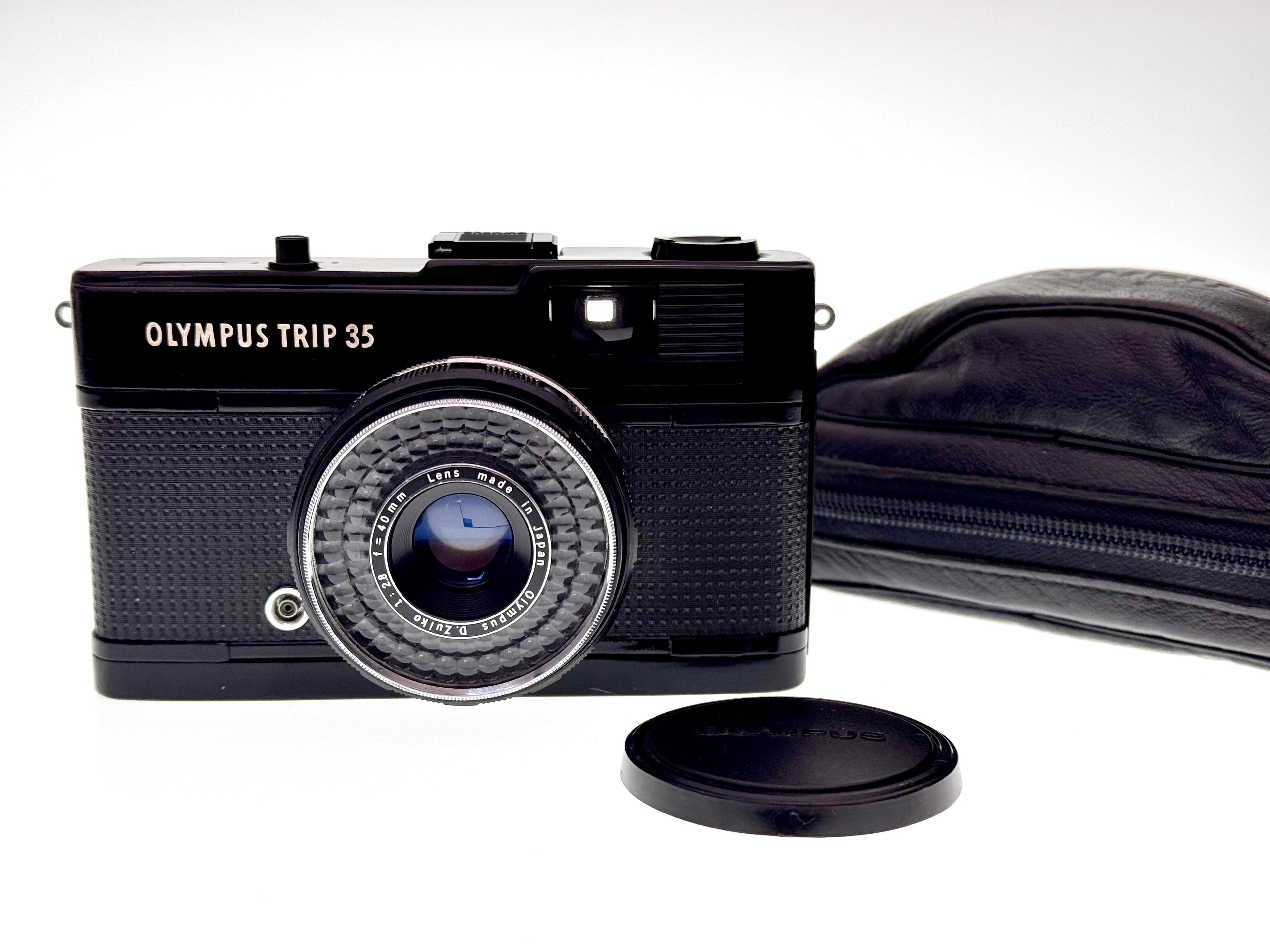 Vintage Olympus Rare All Black Trip 35 with Leather case (Exc)
