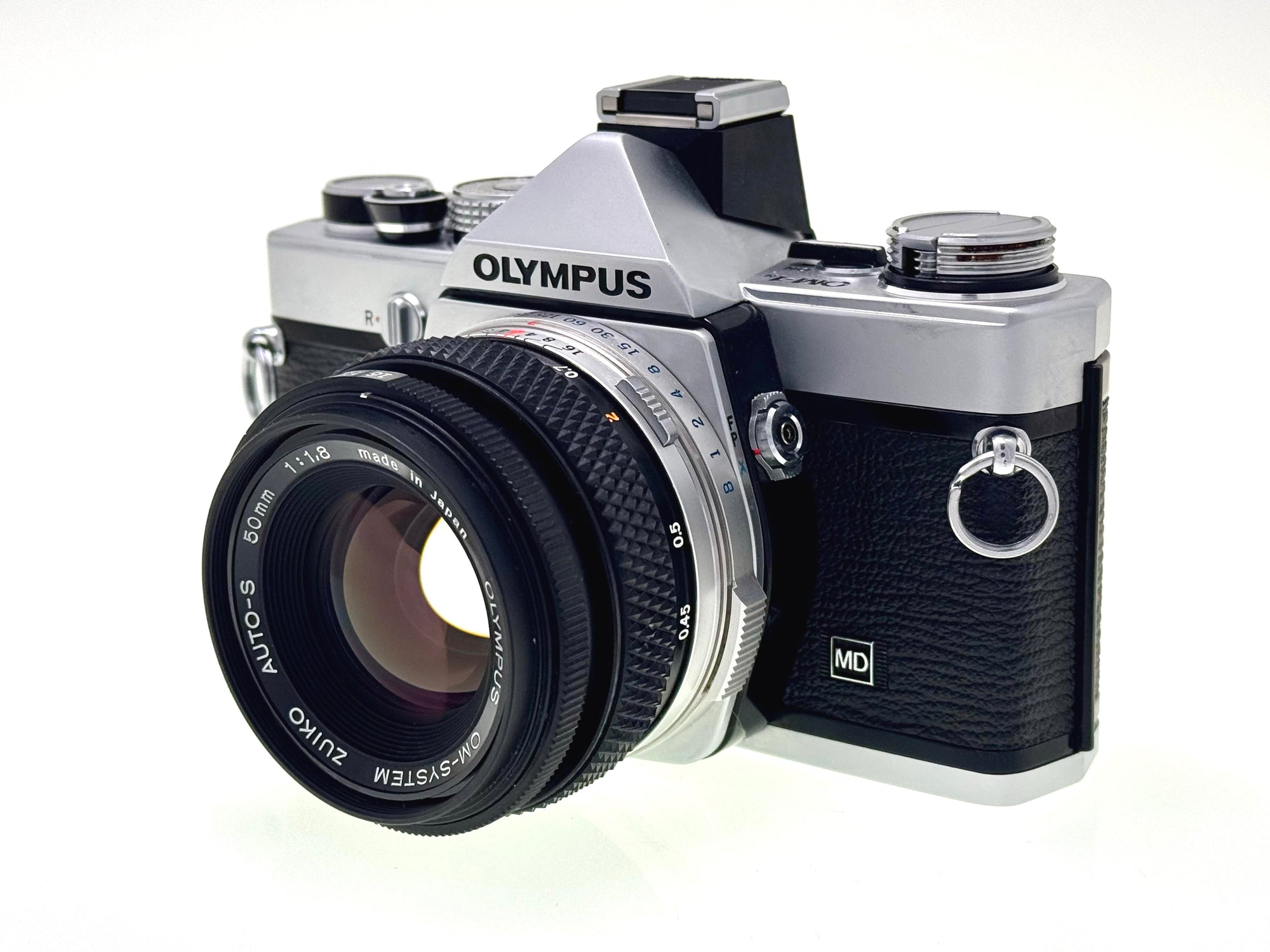 Vintage Olympus OM-1n with 50mm Zuiko F1.8 Lens and Hotshoe 4. (Vg)