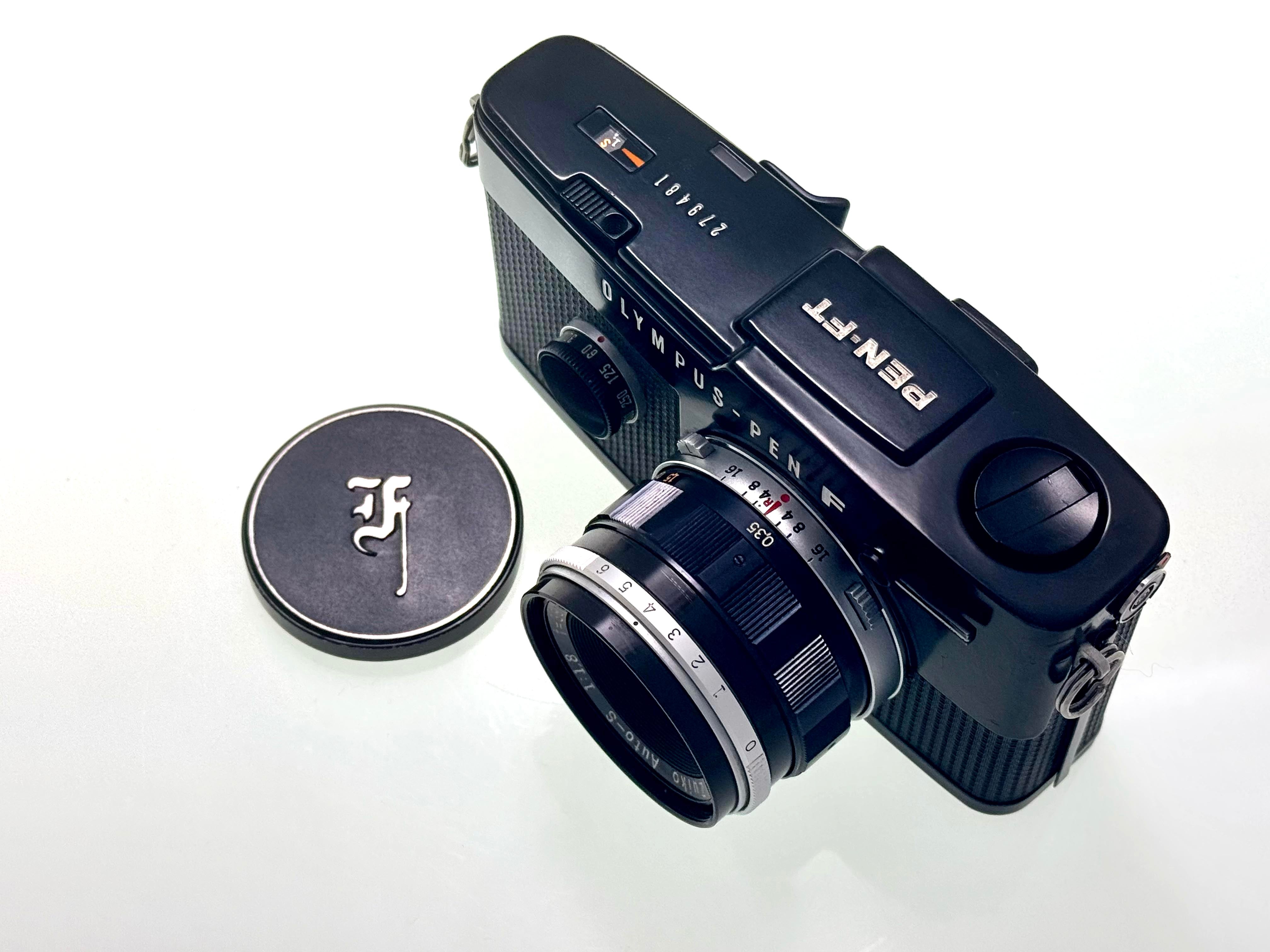 Vintage Black Olympus Pen FT Half-Frame Film Camera with Zuiko