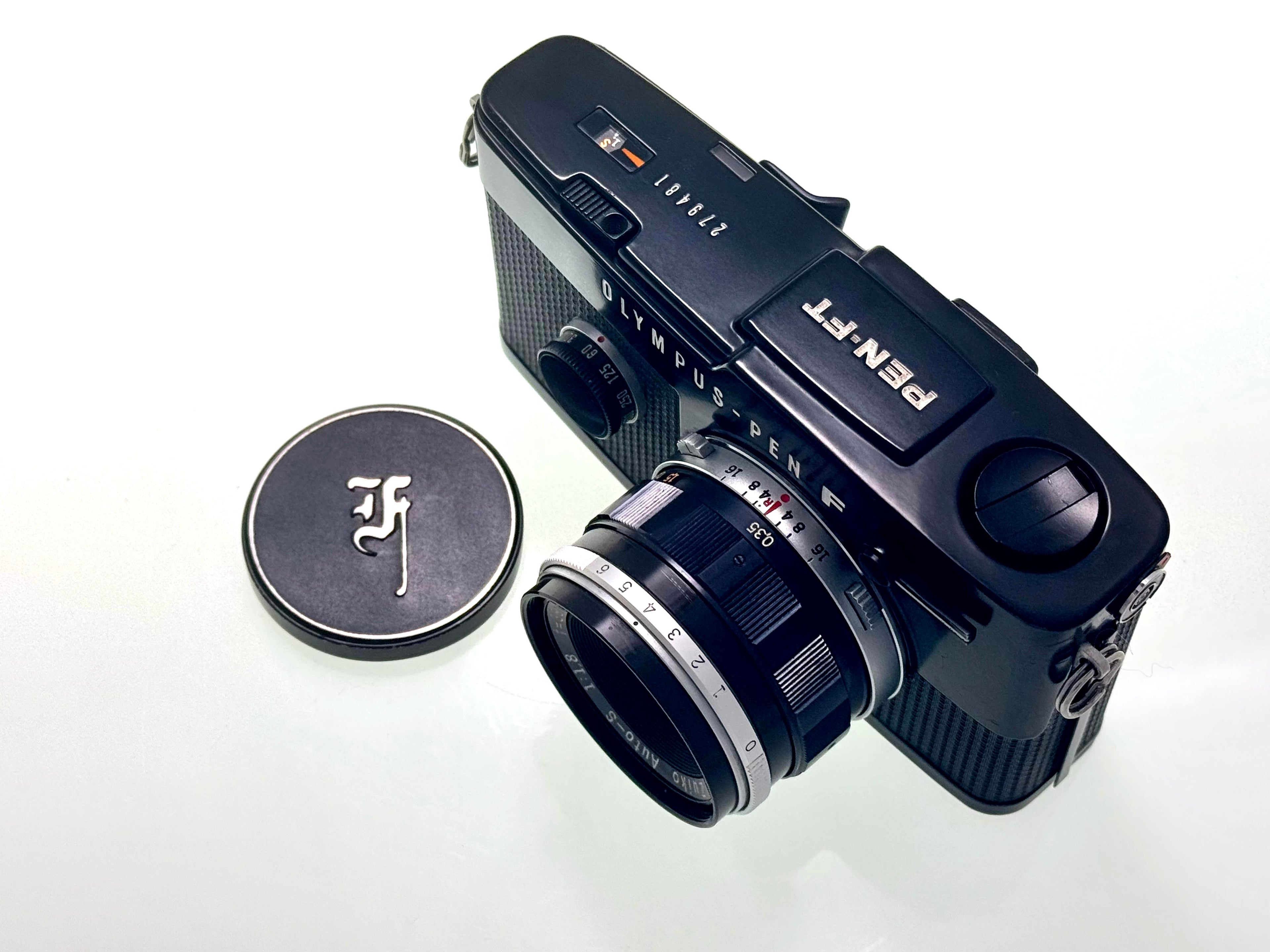 Vintage Black Olympus Pen FT Half-Frame Film Camera with Zuiko 38mm F1.8 Lens. (Exc)