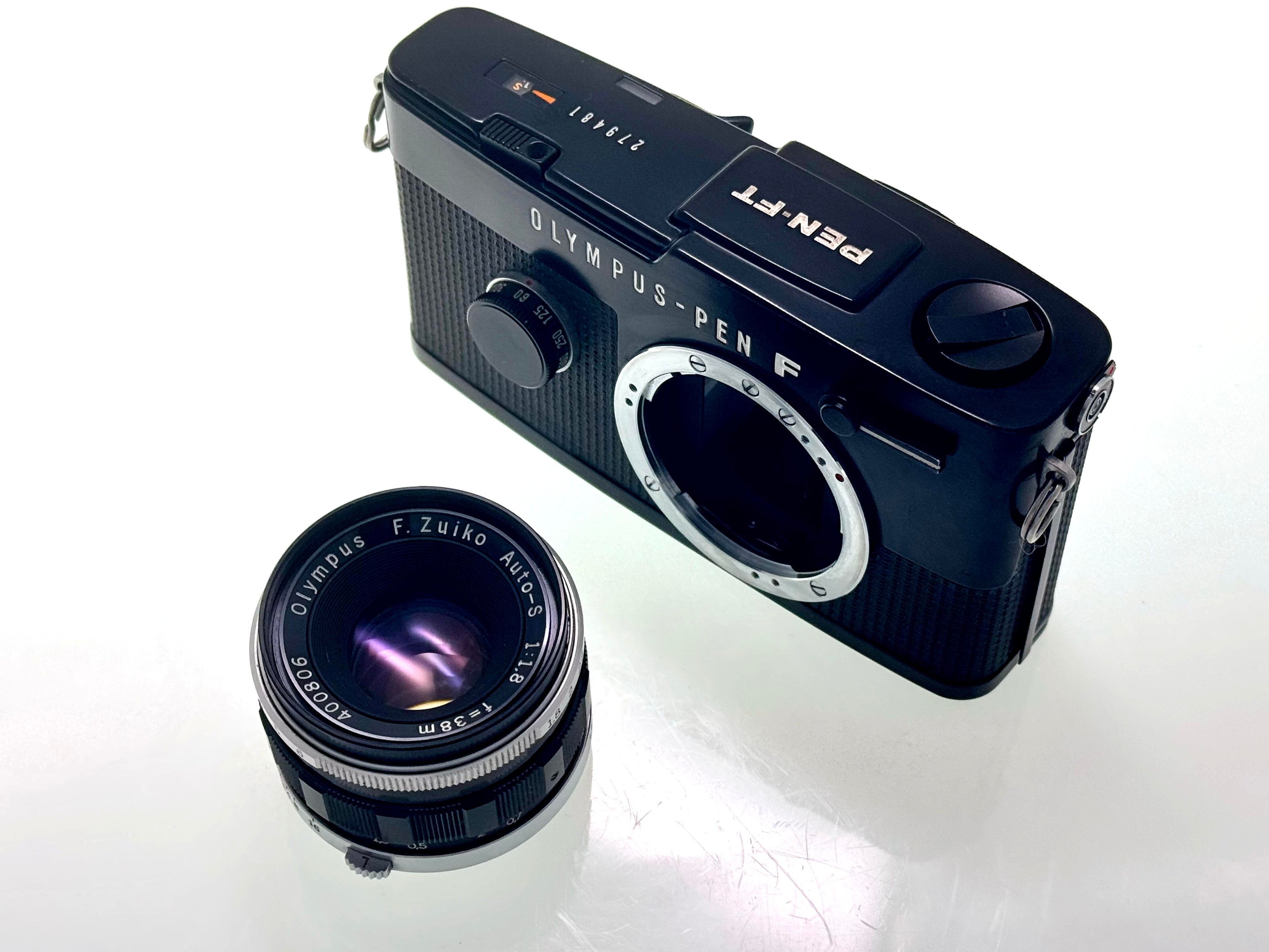 Vintage Black Olympus Pen FT Half-Frame Film Camera with Zuiko 38mm F1.8 Lens. (Exc)