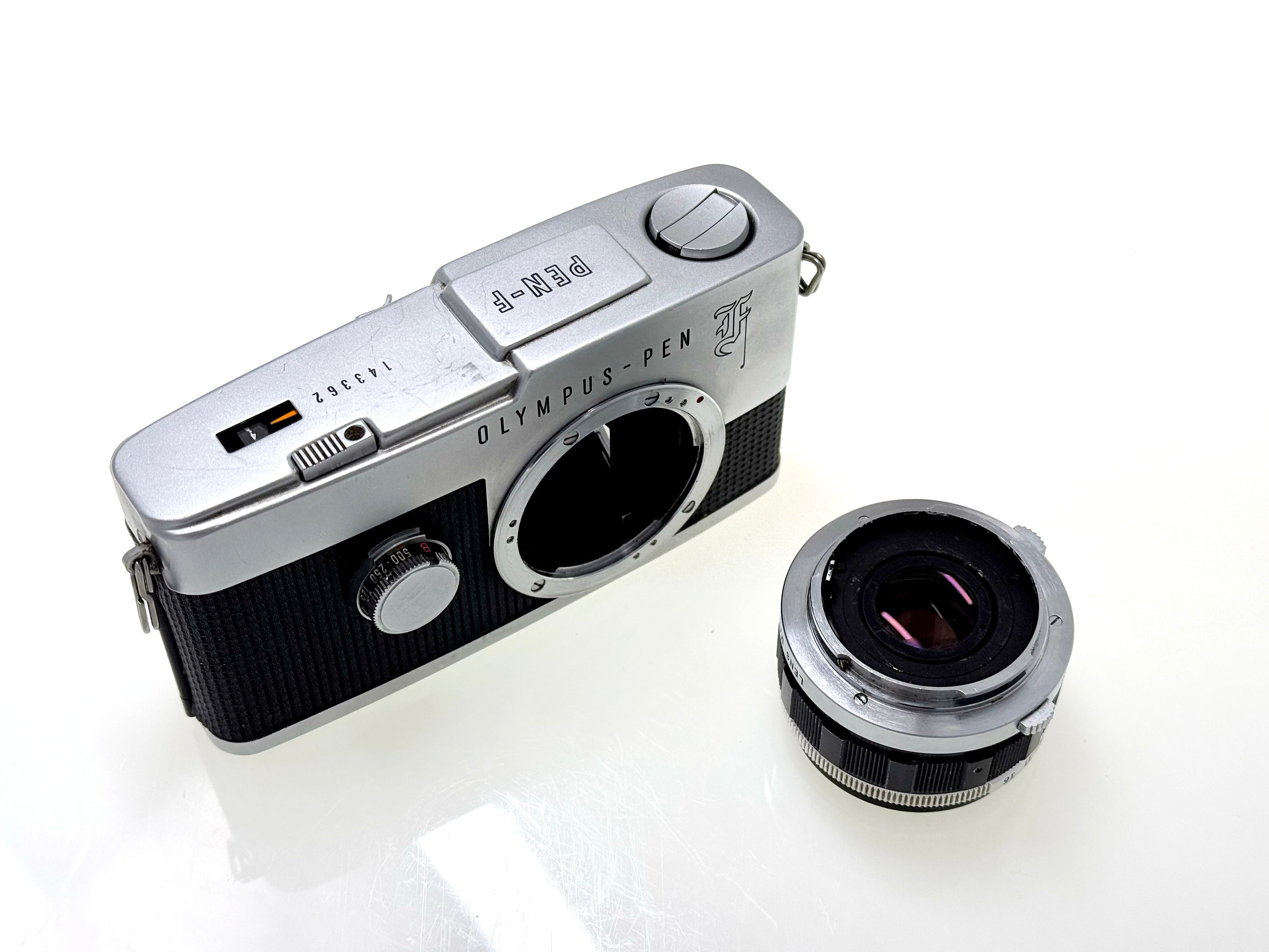 Vintage Olympus Pen F - Half-Frame Film Camera with Zuiko 38mm F1.8 Lens (Gd)