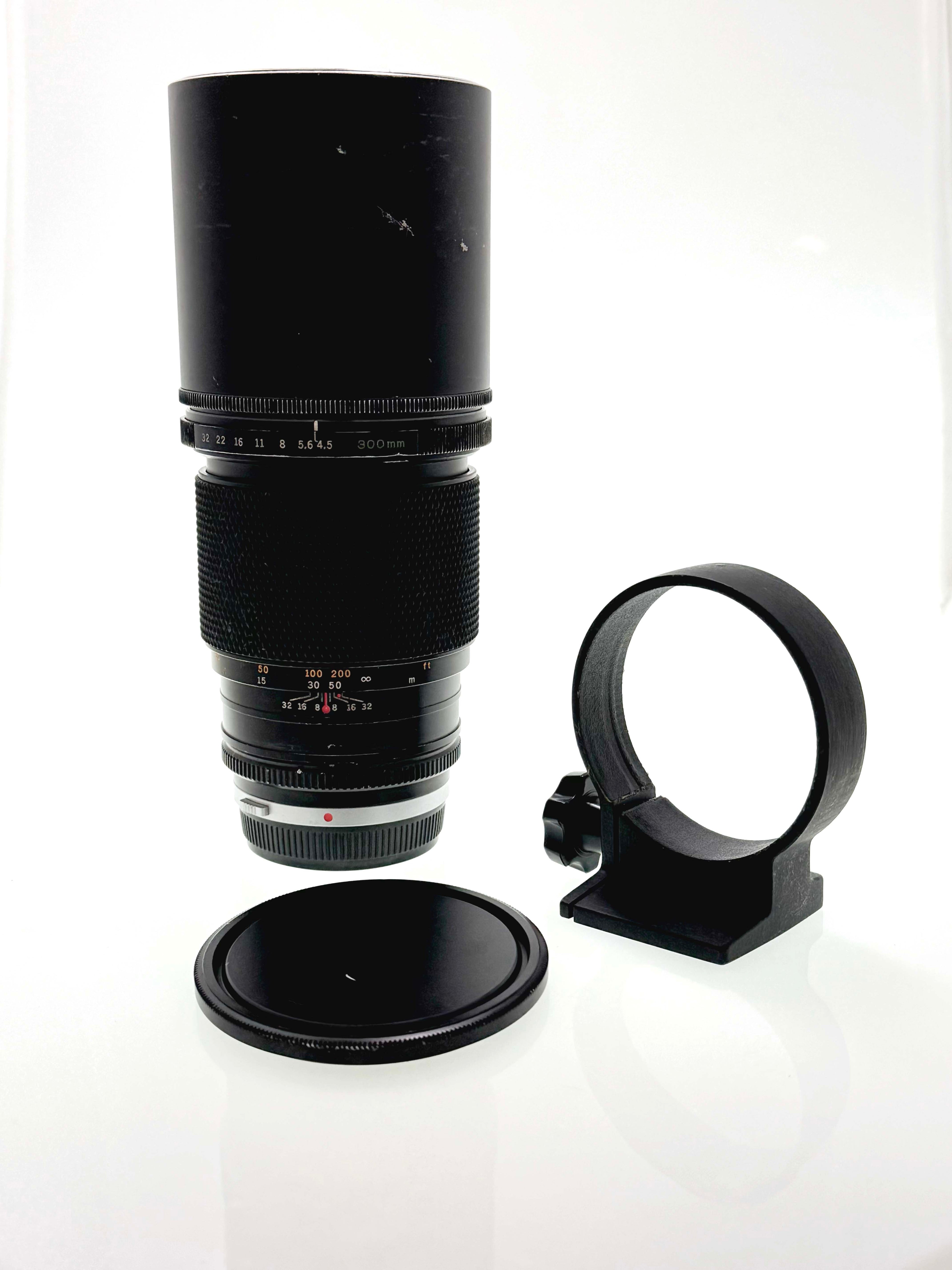 Vintage Olympus 300mm F4.5 Silvernose Telephoto lens (Gd)