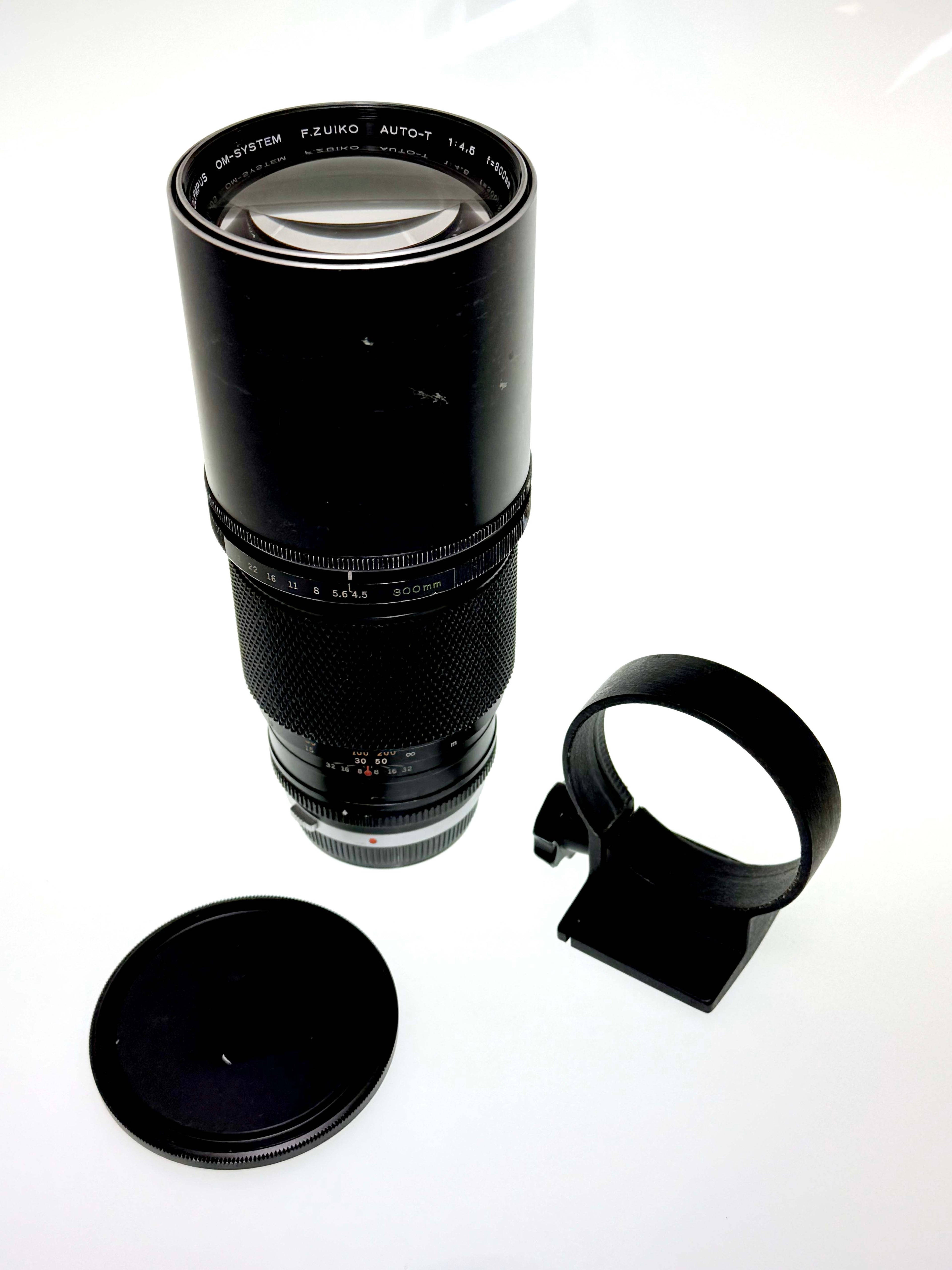 Vintage Olympus 300mm F4.5 Silvernose Telephoto lens (Gd)