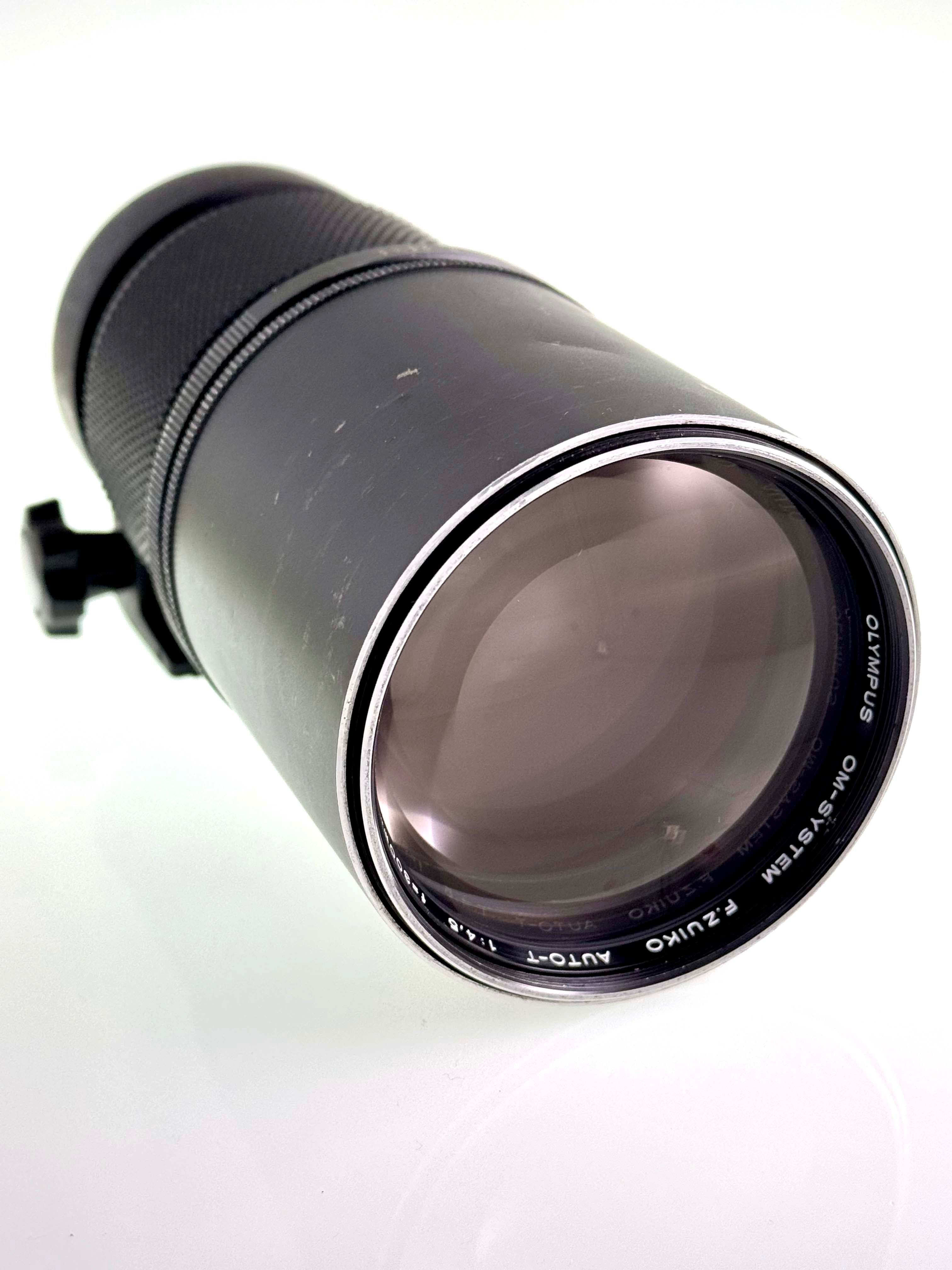 Vintage Olympus 300mm F4.5 Silvernose Telephoto lens (Gd)