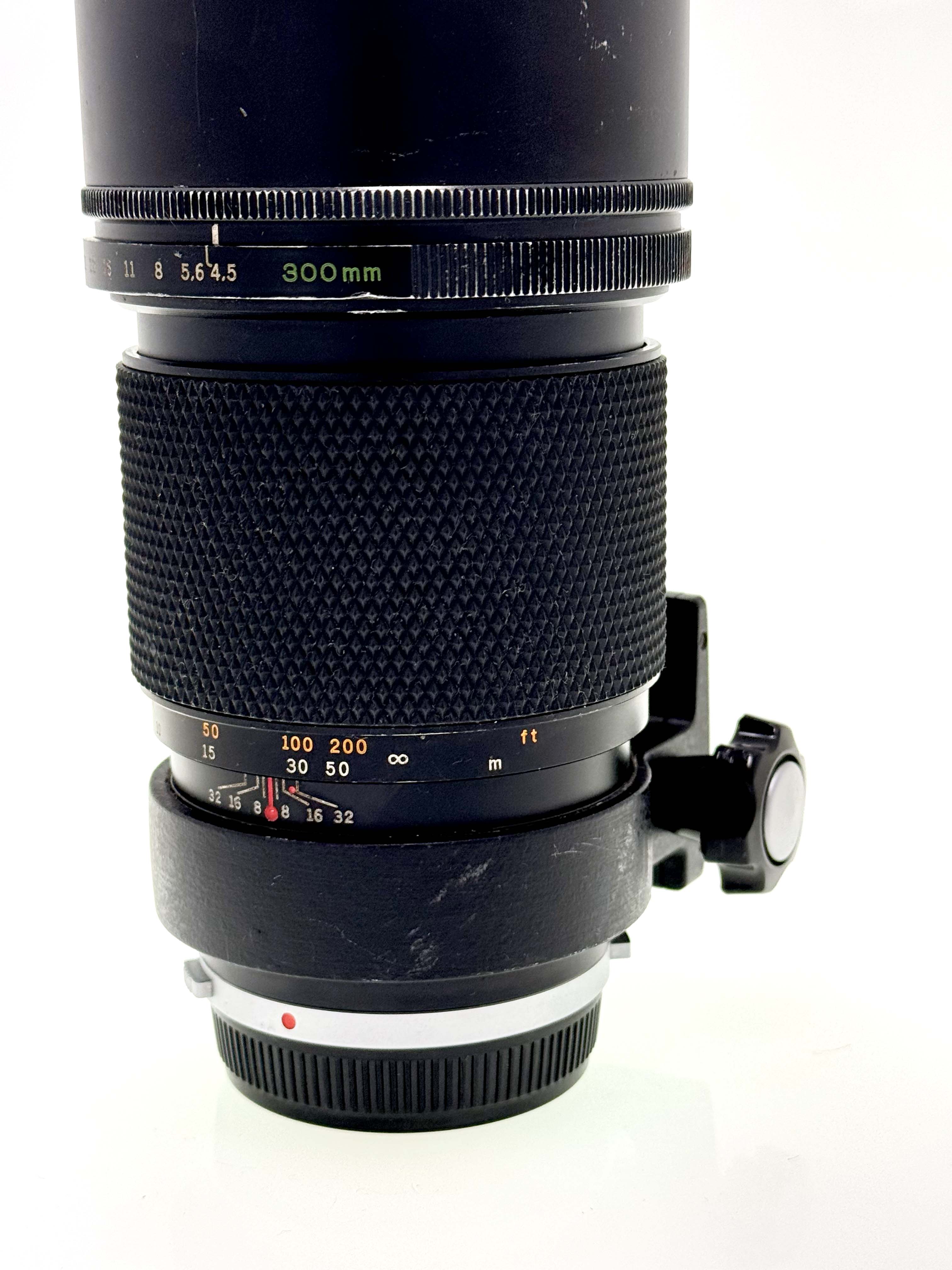 Vintage Olympus 300mm F4.5 Silvernose Telephoto lens (Gd)