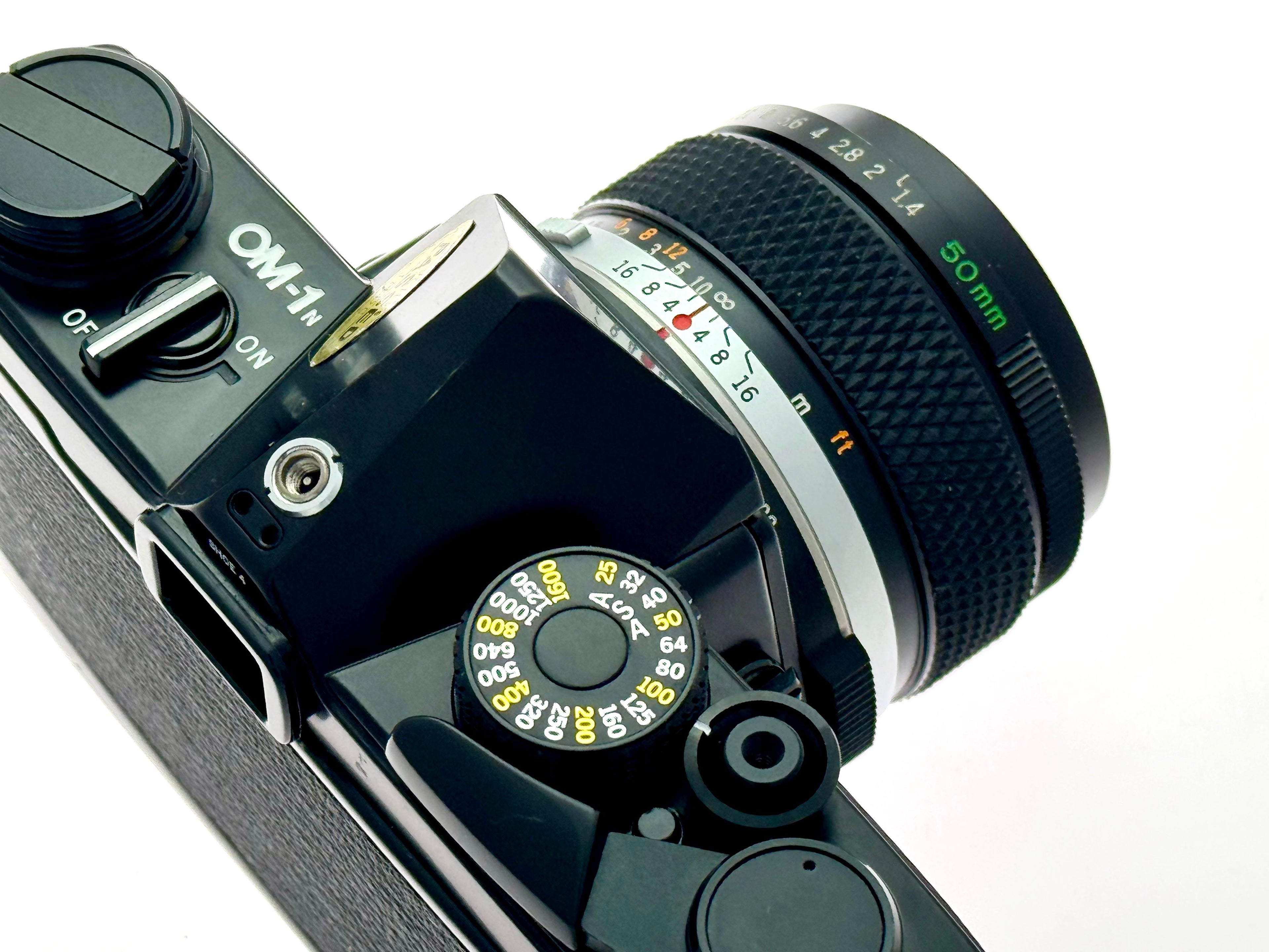 Vintage Olympus OM-1n Black with 50mm G.Zuiko F1.4 (Exc)