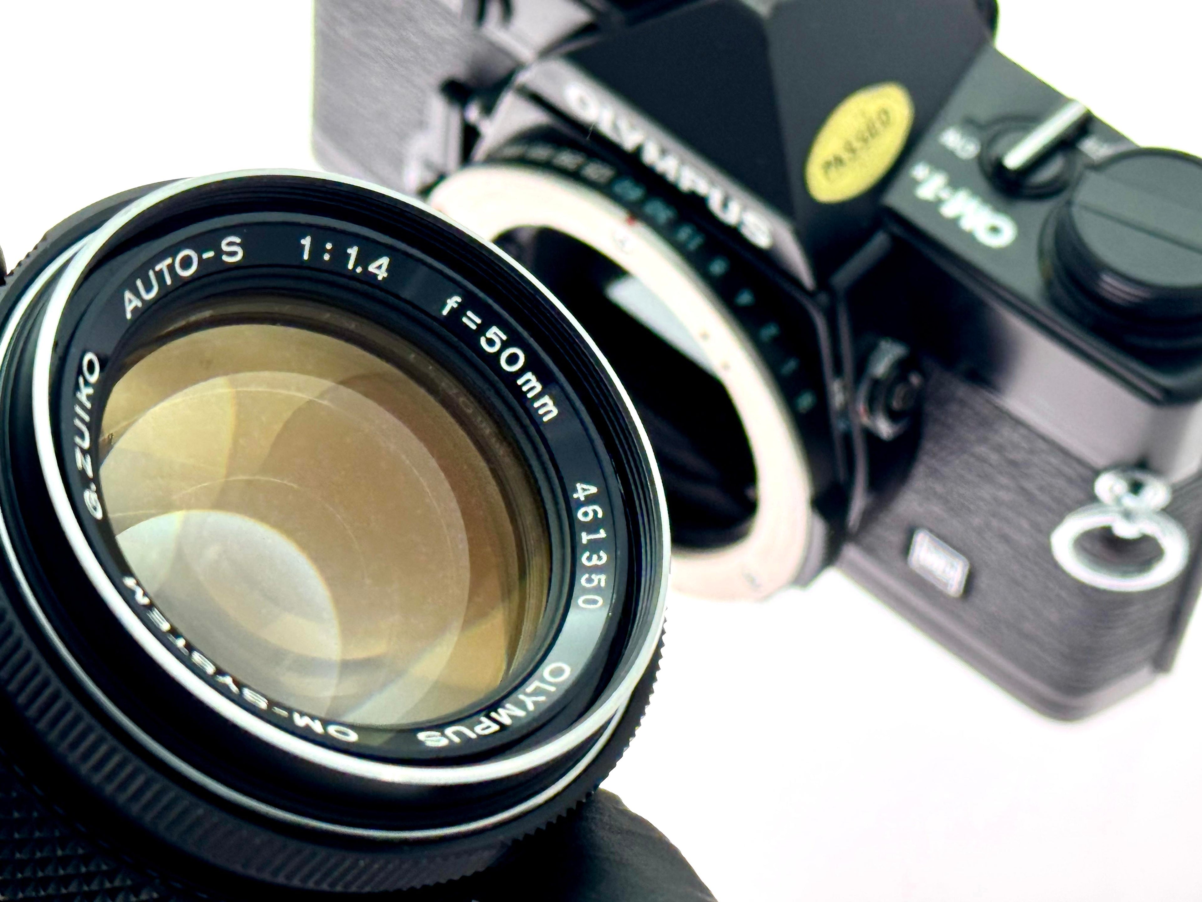 Vintage Olympus OM-1n Black with 50mm G.Zuiko F1.4 (Exc)