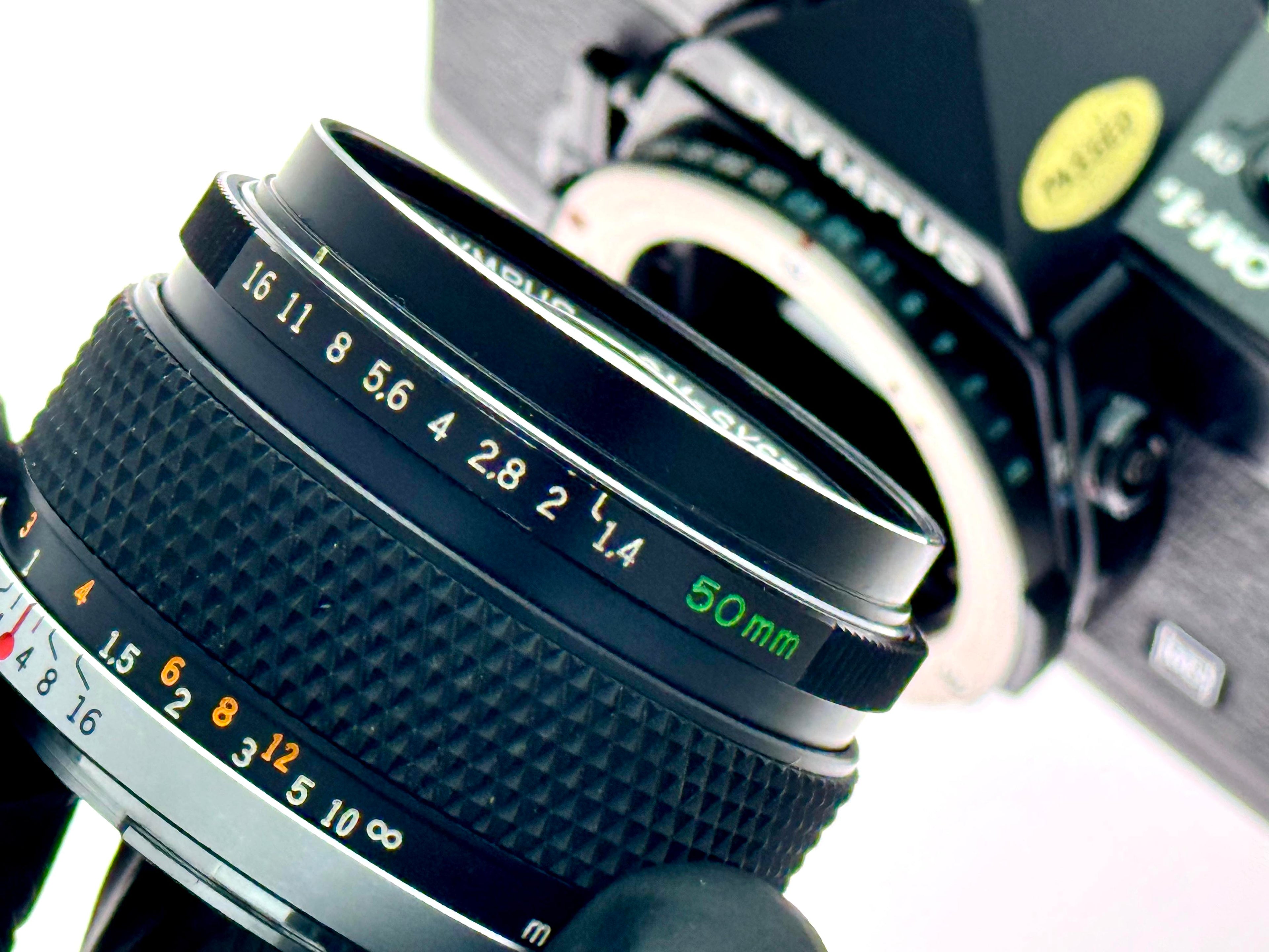Vintage Olympus OM-1n Black with 50mm G.Zuiko F1.4 (Exc)