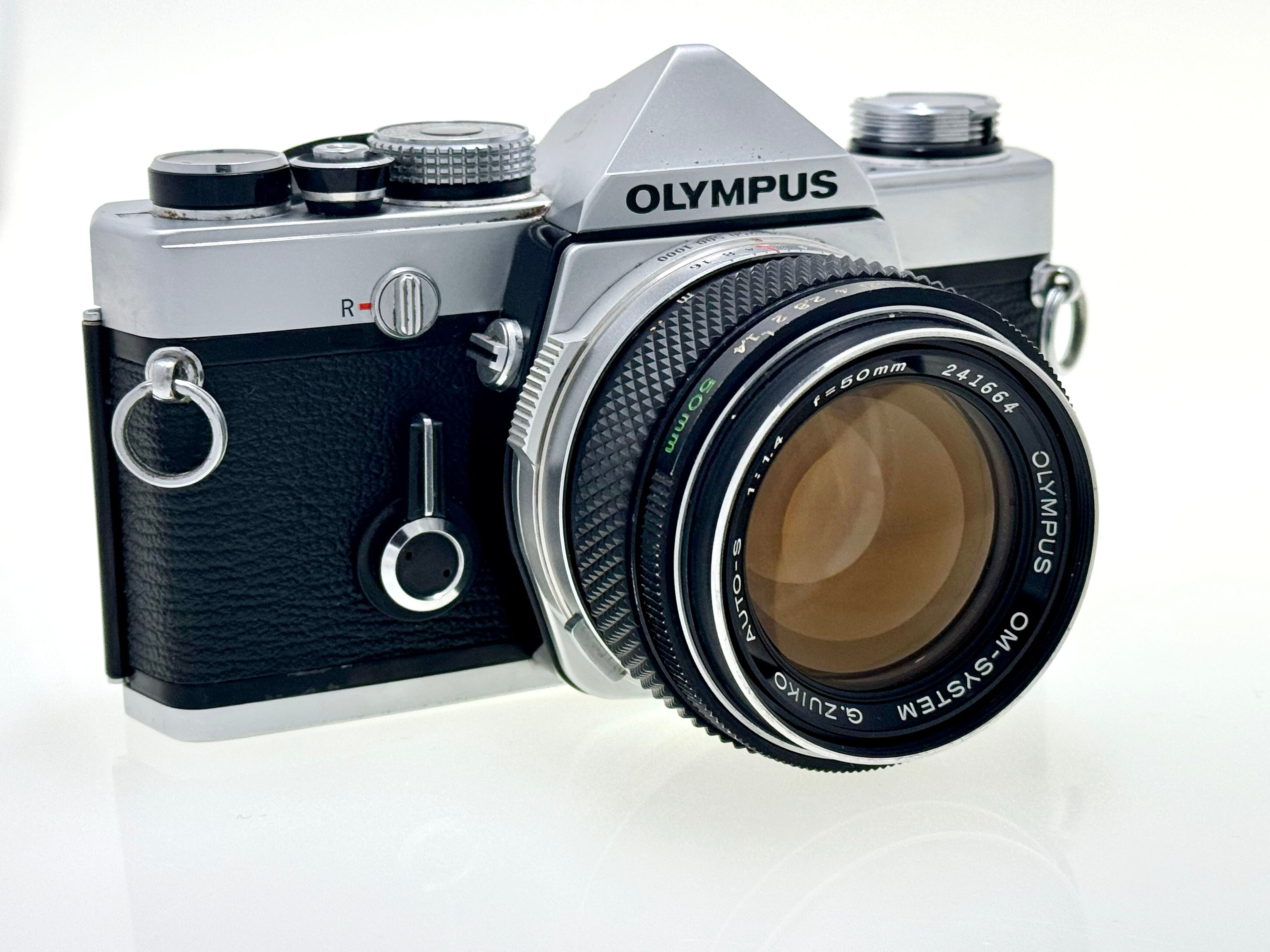 Vintage Olympus OM-1n with 50mm F1.4 Silver nose Lens (Vg)