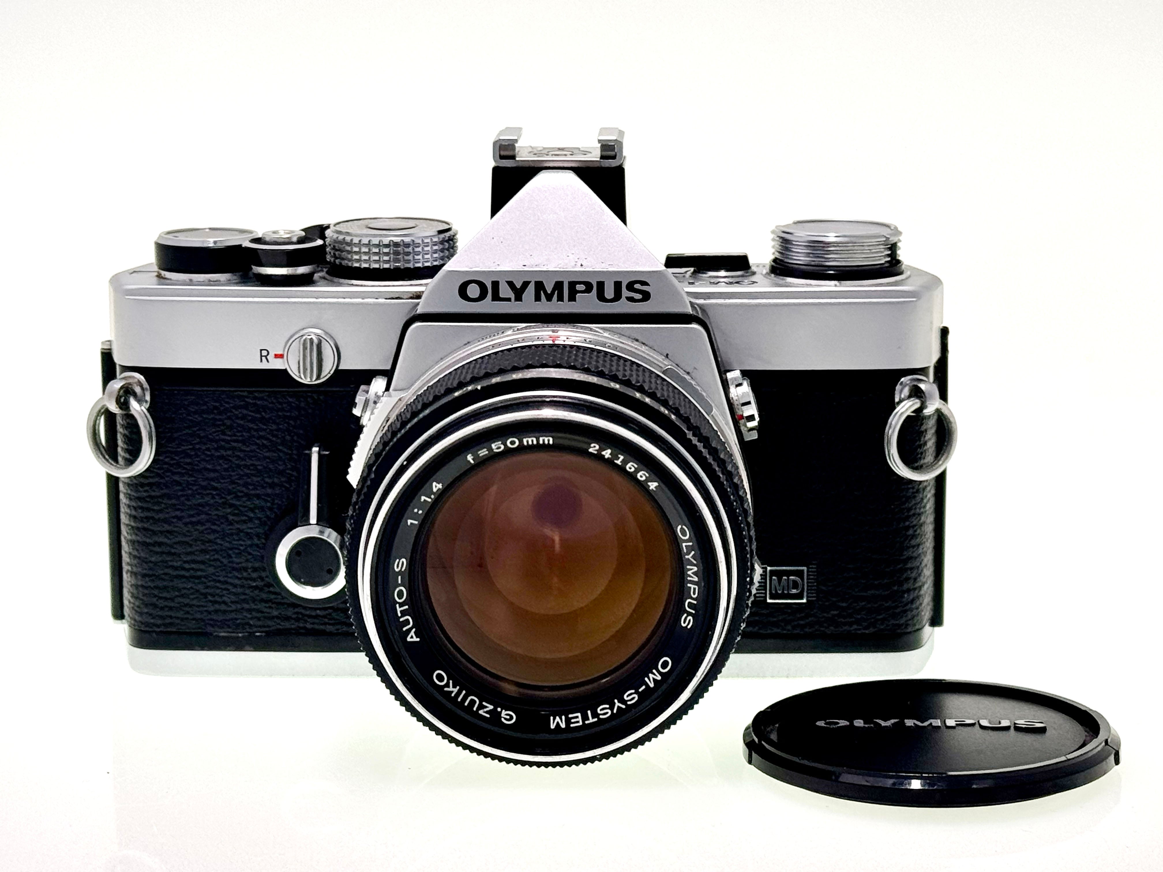Vintage Olympus OM-1n with 50mm F1.4 Silver nose Lens (Vg)