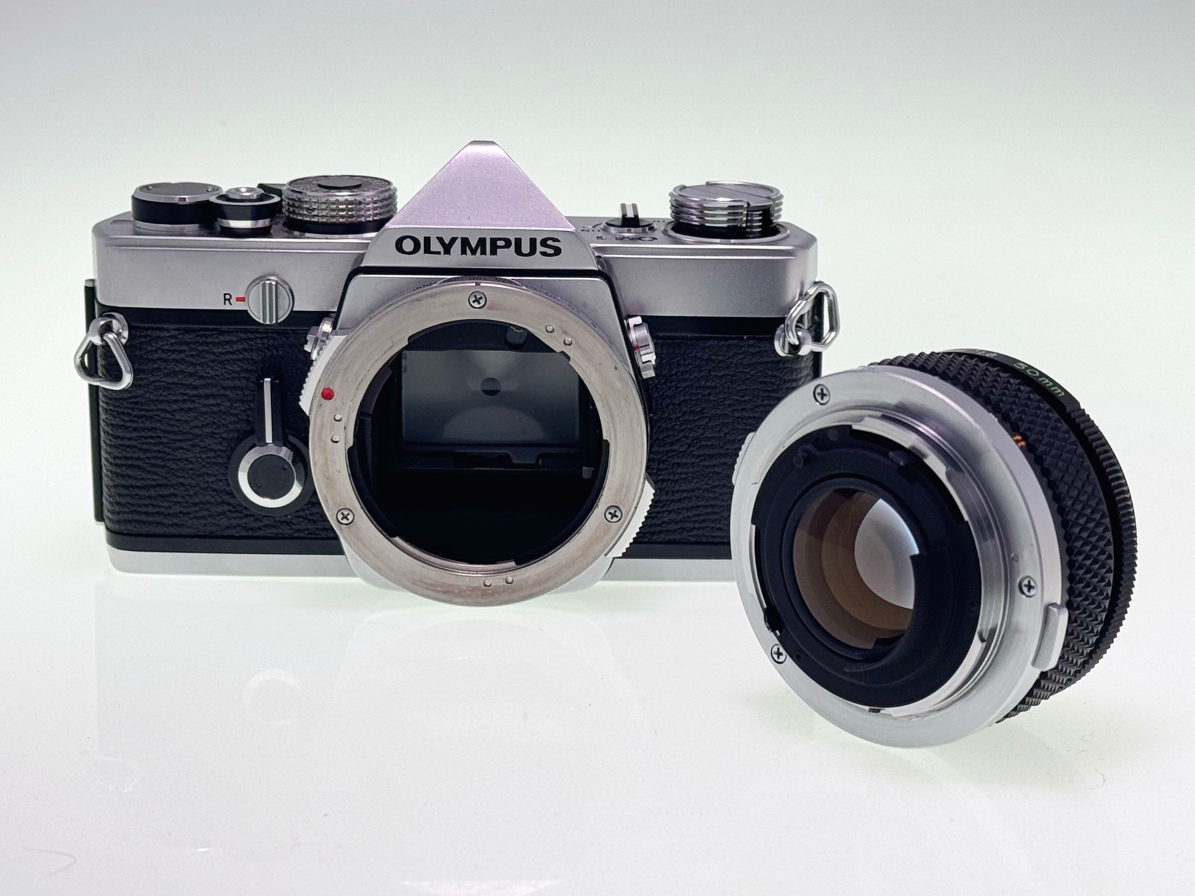 Vintage Olympus OM-1 with 50mm F1.8 Silver nose Lens (Exc)