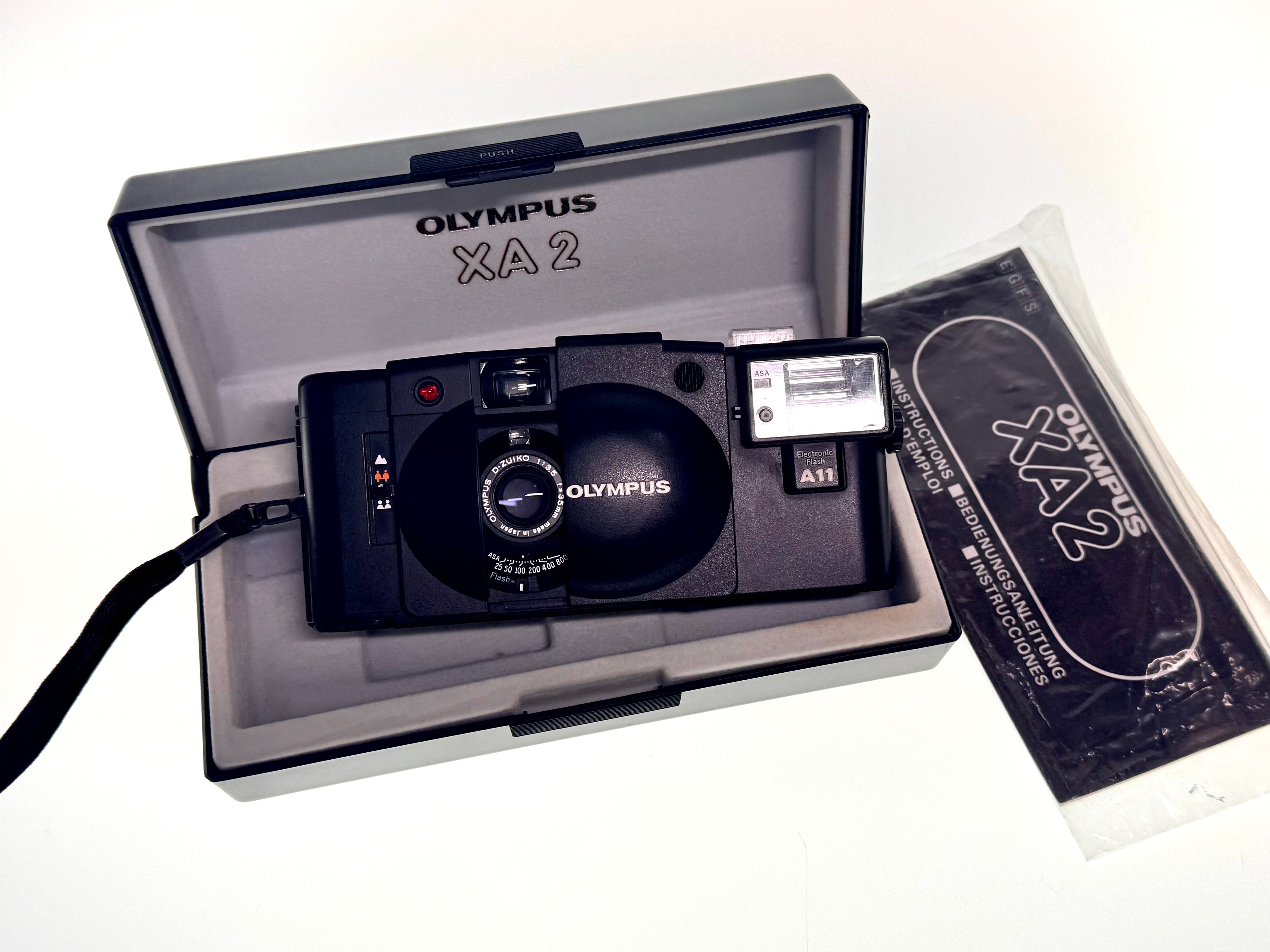 Vintage Olympus XA2 Kit with A11 Flash in stunning condition (Exc)