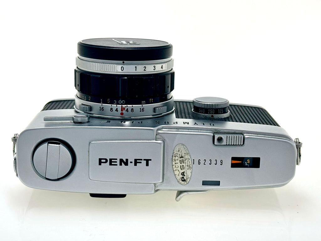 Vintage Chrome Olympus Pen FT Half-Frame Film Camera (Exc) with Zuiko 25mm F4 Lens (Exc)