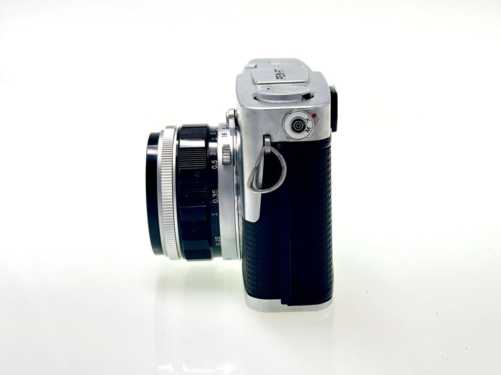 Vintage Chrome Olympus Pen FT Half-Frame Film Camera (Exc) with Zuiko 25mm F4 Lens (Exc)