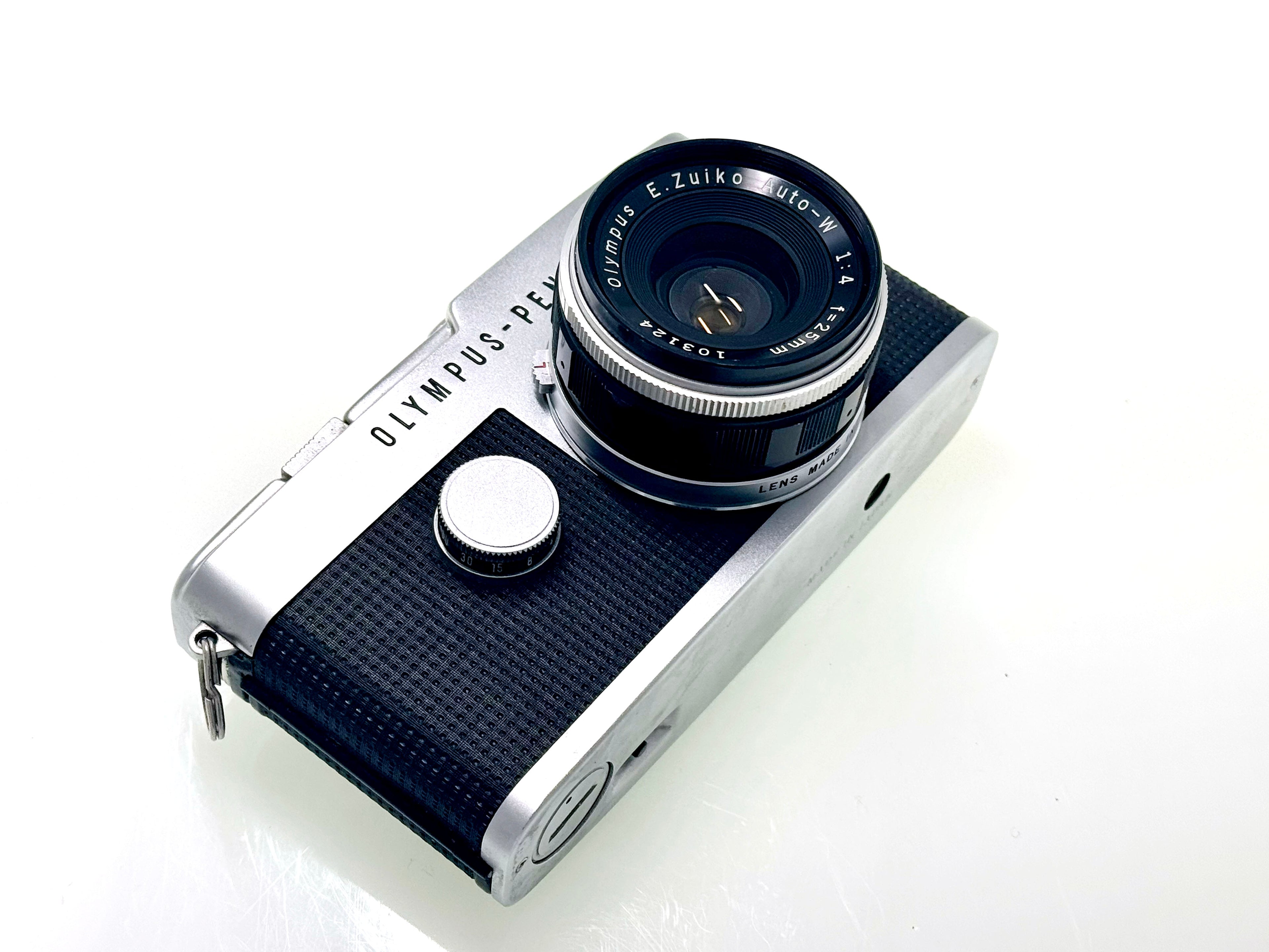Vintage Chrome Olympus Pen FT Half-Frame Film Camera (Exc) with Zuiko 25mm F4 Lens (Exc)
