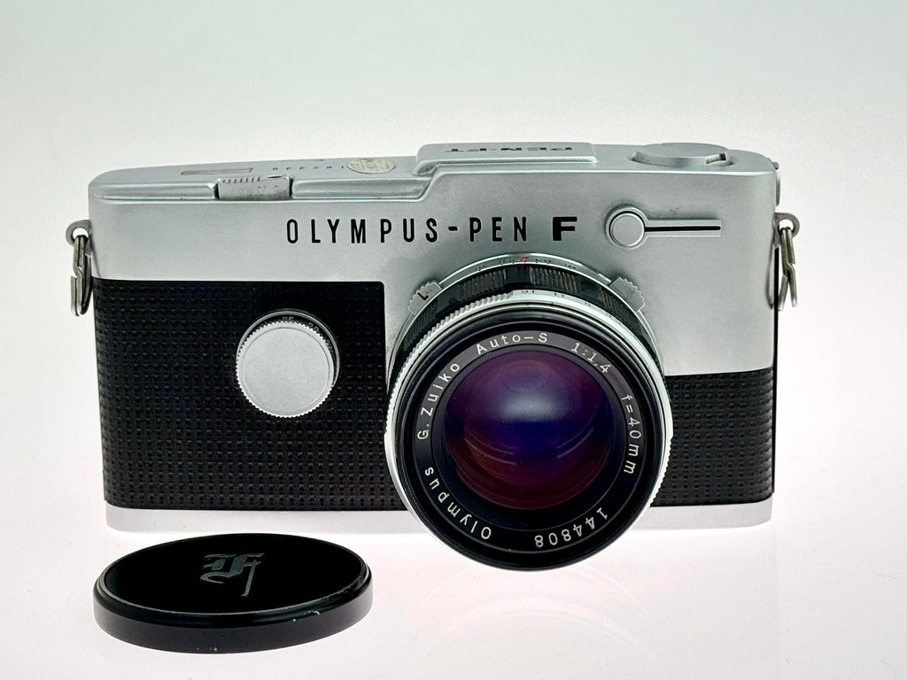 Vintage Chrome Olympus Pen FT Half-Frame Film Camera (Exc) with G.Zuiko 40mm F1.4 Lens (Exc)