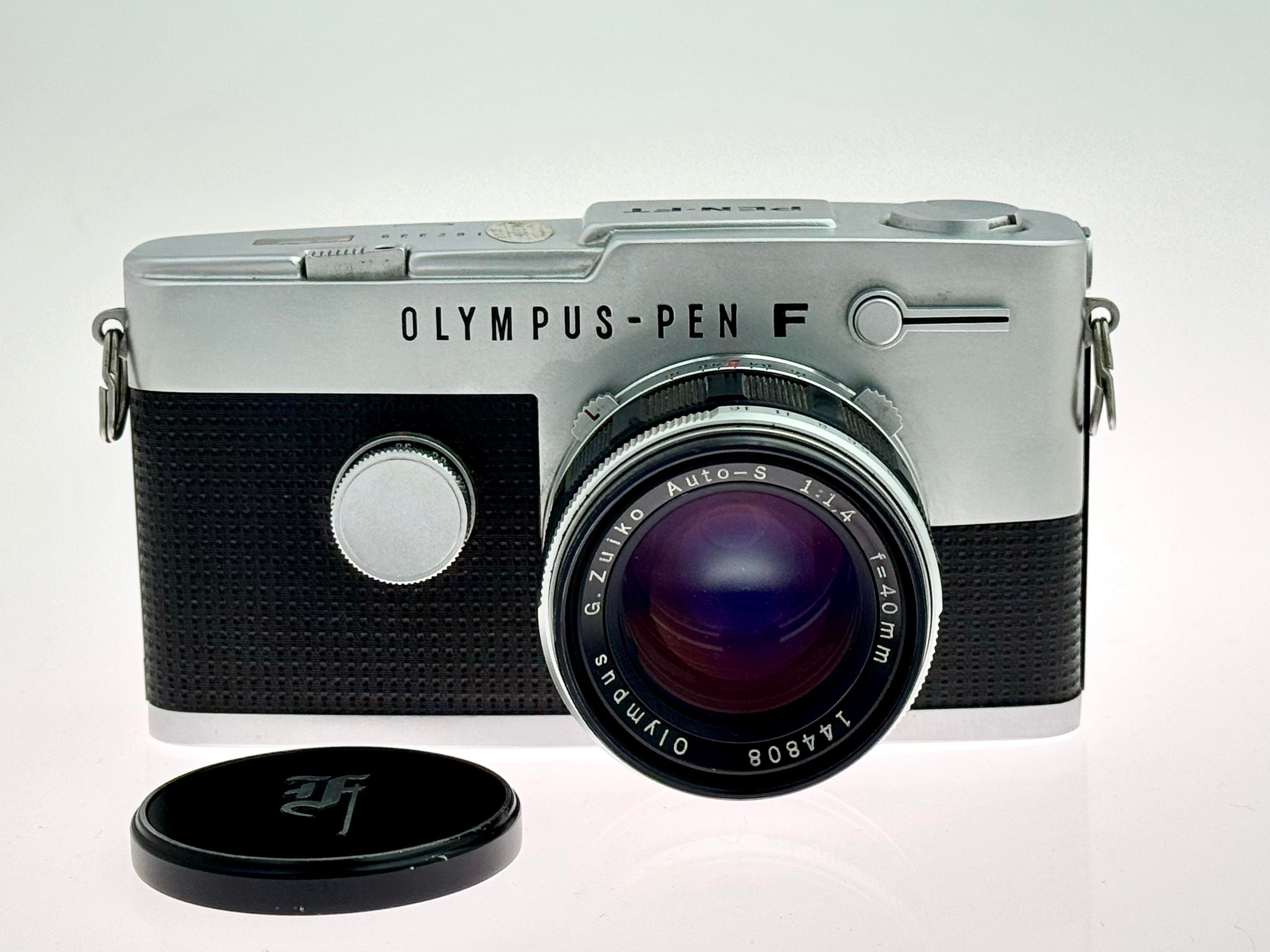 Vintage Chrome Olympus Pen FT Half-Frame Film Camera (Exc) with G.Zuiko 40mm F1.4 Lens (Exc)