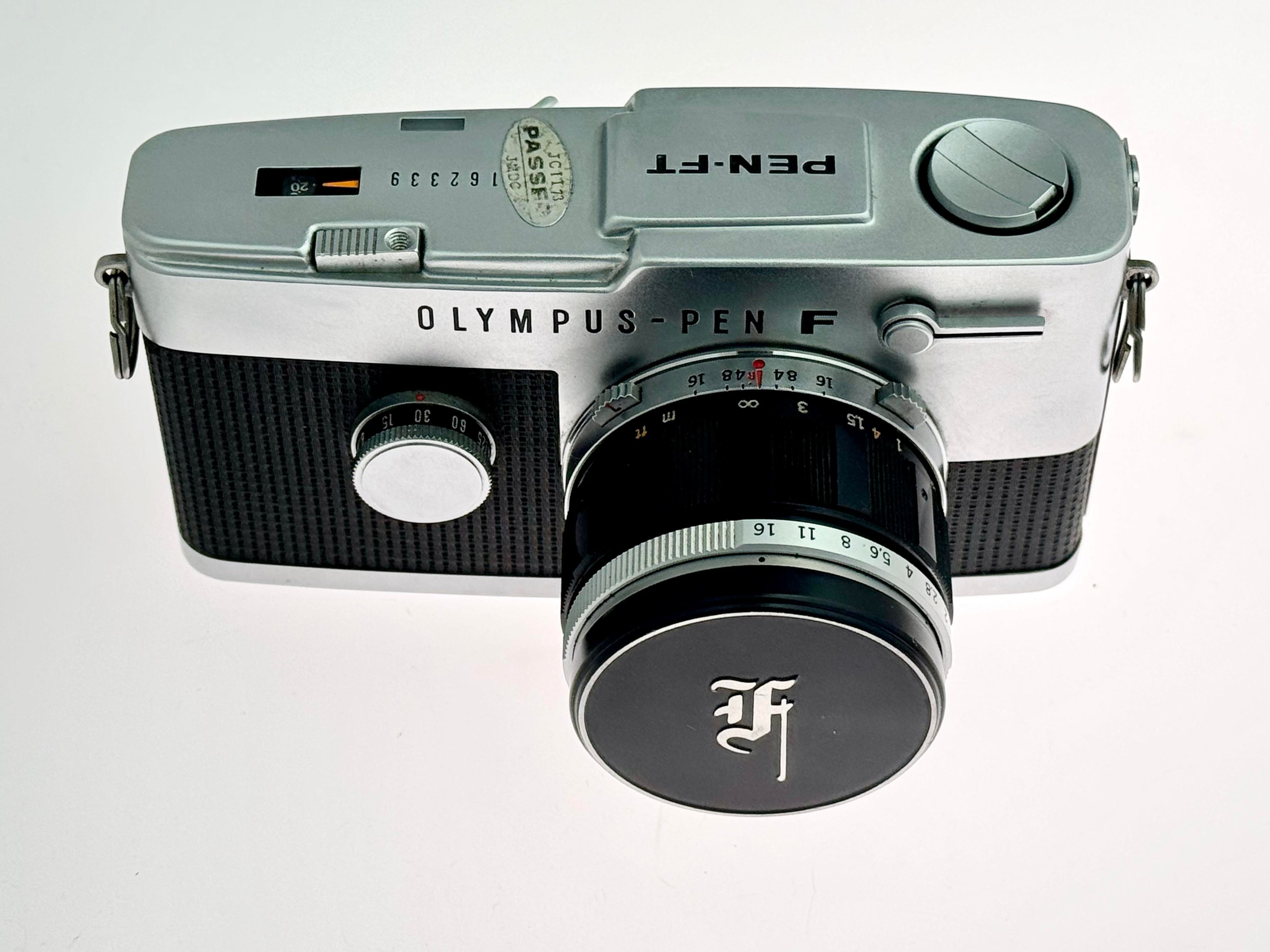 Vintage Chrome Olympus Pen FT Half-Frame Film Camera (Exc) with G.Zuiko 40mm F1.4 Lens (Exc)