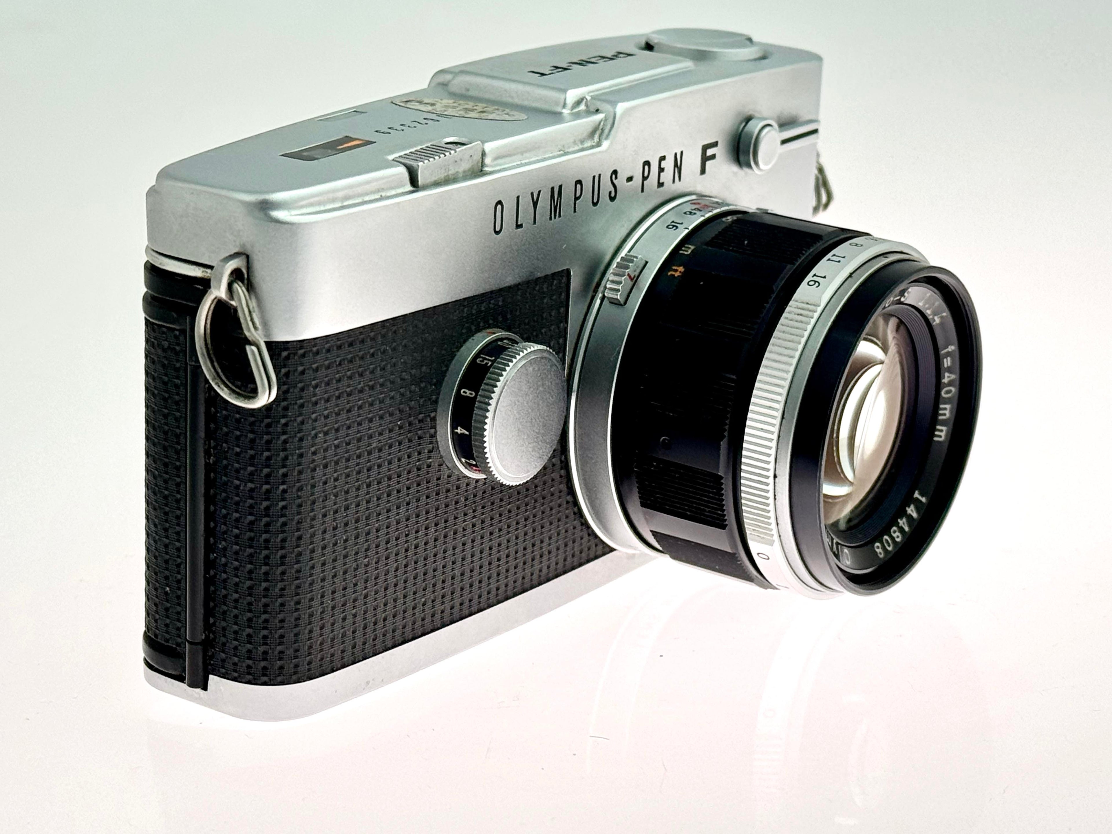 Vintage Chrome Olympus Pen FT Half-Frame Film Camera (Exc) with G.Zuiko 40mm F1.4 Lens (Exc)