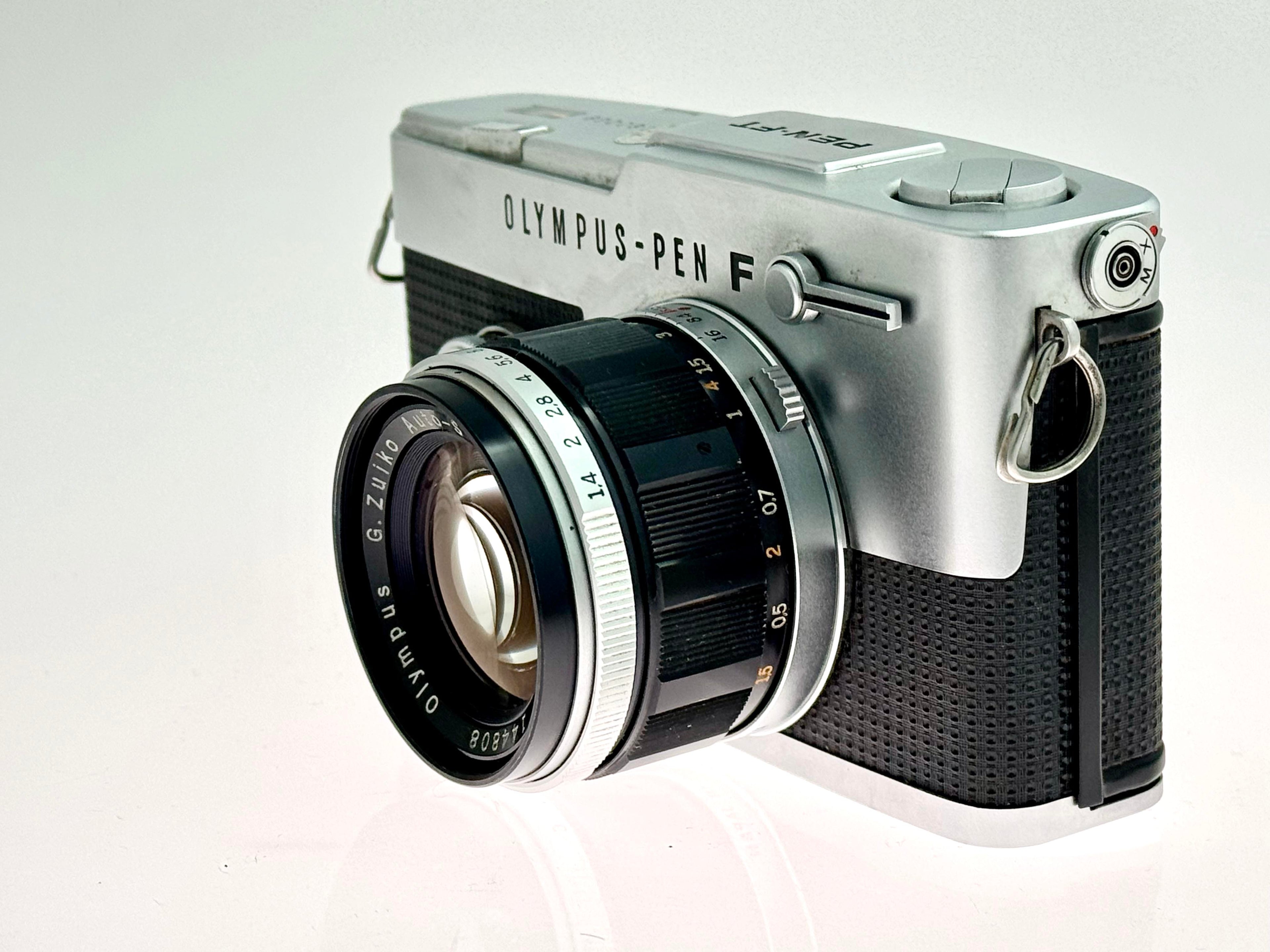 Vintage Chrome Olympus Pen FT Half-Frame Film Camera (Exc) with G.Zuiko 40mm F1.4 Lens (Exc)