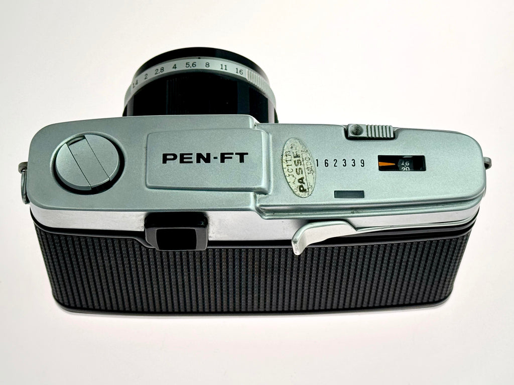 Vintage Chrome Olympus Pen FT Half-Frame Film Camera (Exc) with G.Zuiko 40mm F1.4 Lens (Exc)