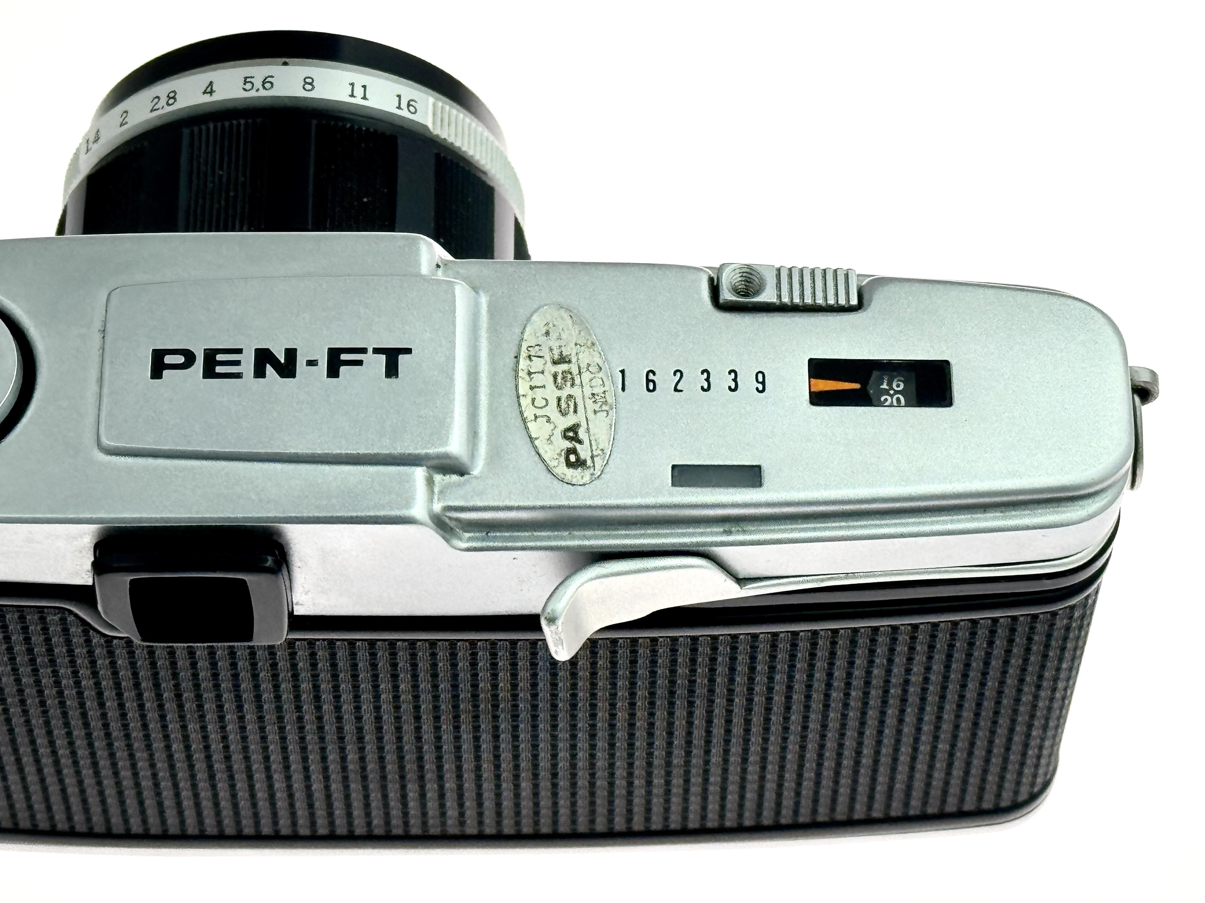 Vintage Chrome Olympus Pen FT Half-Frame Film Camera (Exc) with G