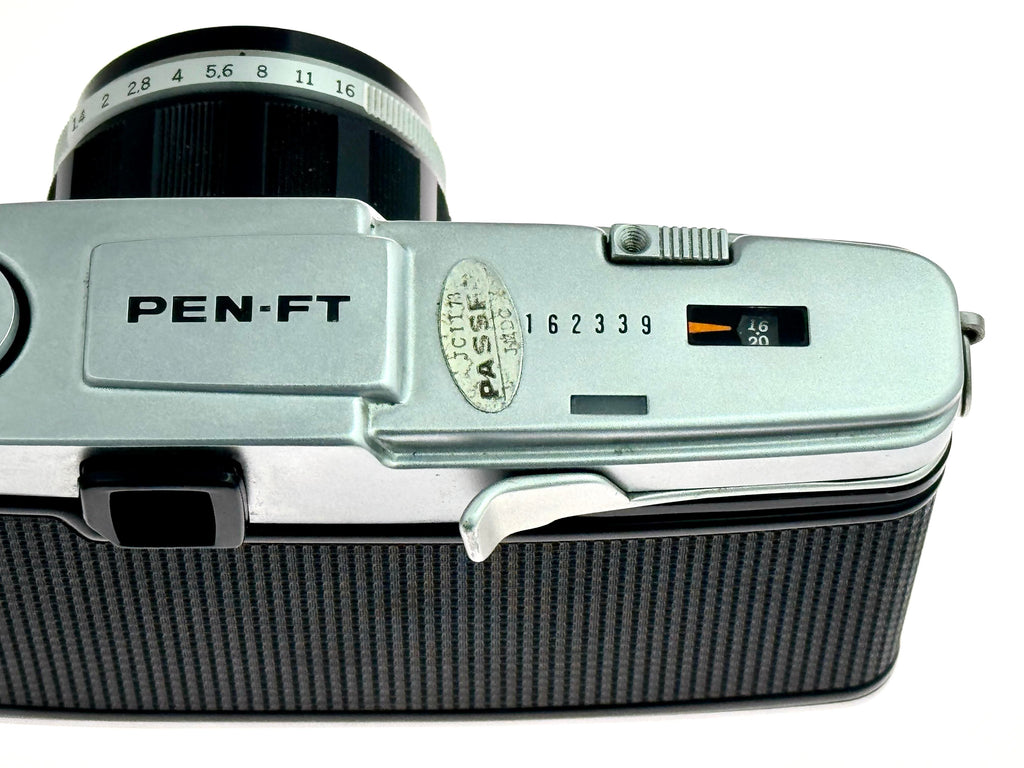 Vintage Chrome Olympus Pen FT Half-Frame Film Camera (Exc) with G.Zuiko 40mm F1.4 Lens (Exc)