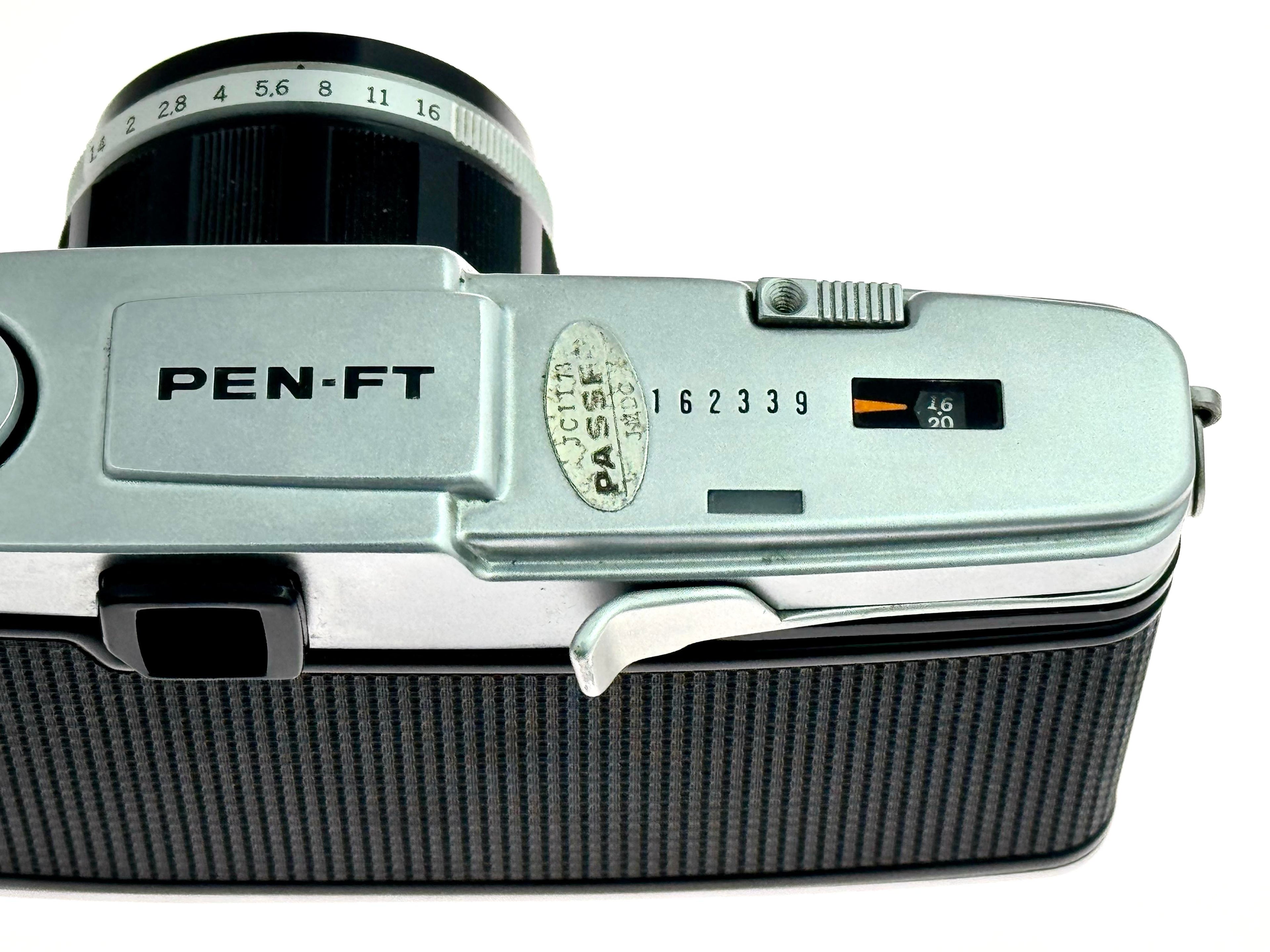 Vintage Chrome Olympus Pen FT Half-Frame Film Camera (Exc) with G.Zuiko 40mm F1.4 Lens (Exc)