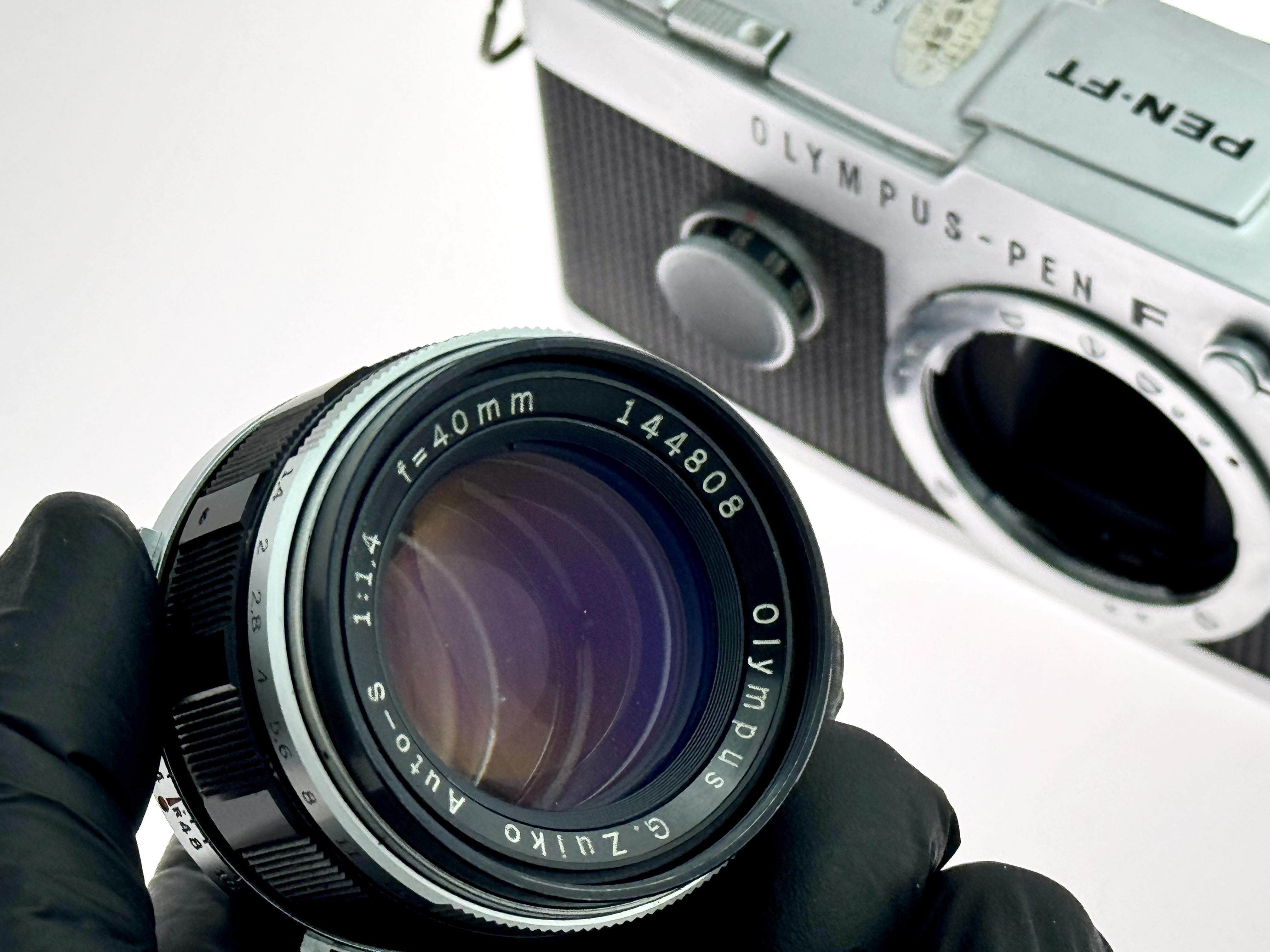 Vintage Chrome Olympus Pen FT Half-Frame Film Camera (Exc) with G