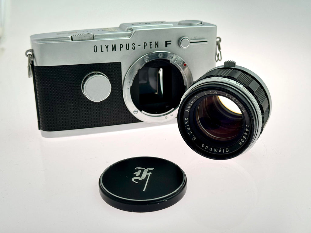 Vintage Chrome Olympus Pen FT Half-Frame Film Camera (Exc) with G.Zuiko 40mm F1.4 Lens (Exc)