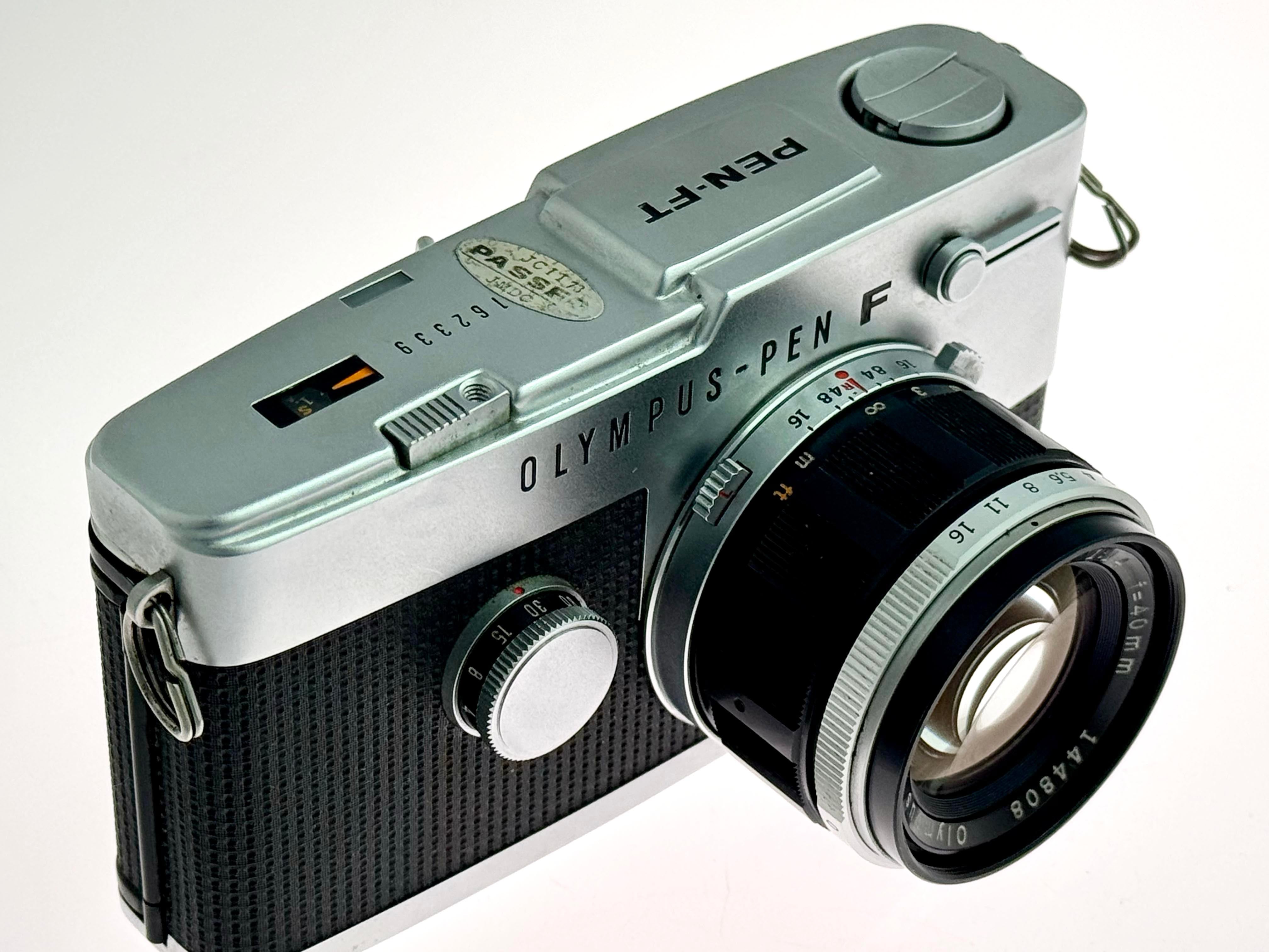 Vintage Chrome Olympus Pen FT Half-Frame Film Camera (Exc) with G
