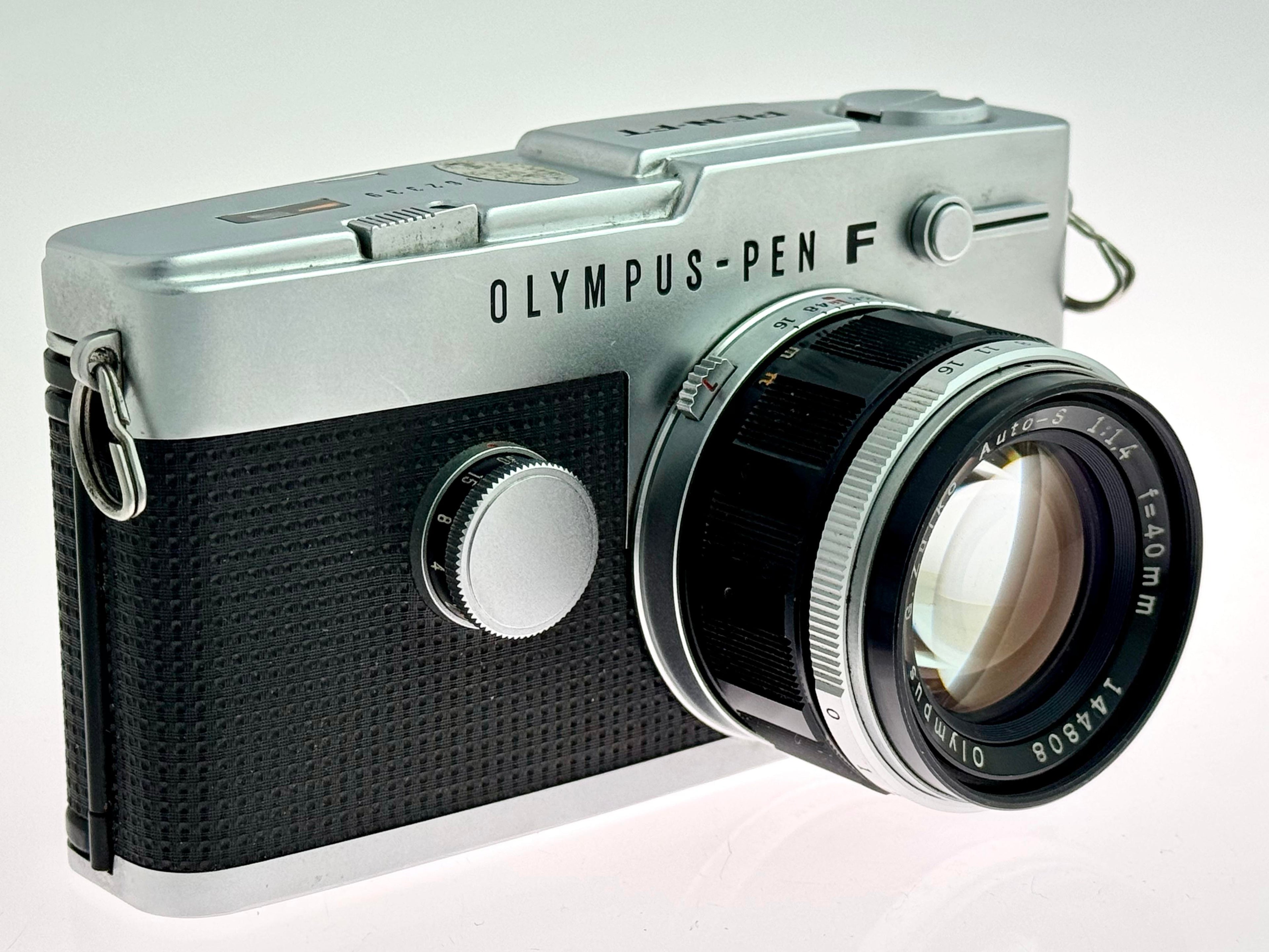 Vintage Chrome Olympus Pen FT Half-Frame Film Camera (Exc) with G.Zuiko 40mm F1.4 Lens (Exc)